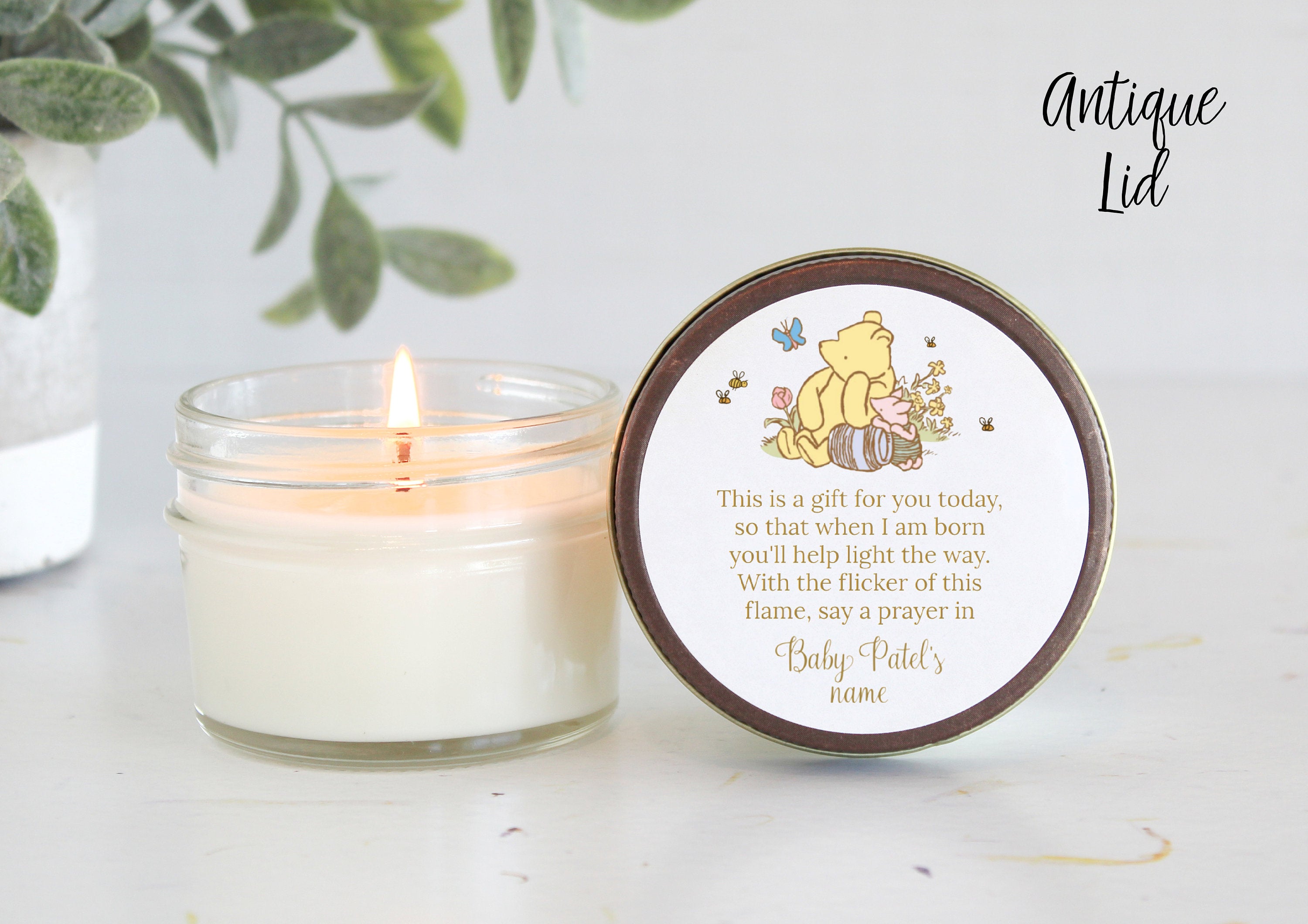 Baby Shower Favors / Classic Pooh / 4 oz Soy Candle Favor / Boy Baby Shower / Girl Baby Shower / Baby Shower Poem / Custom Party Favors