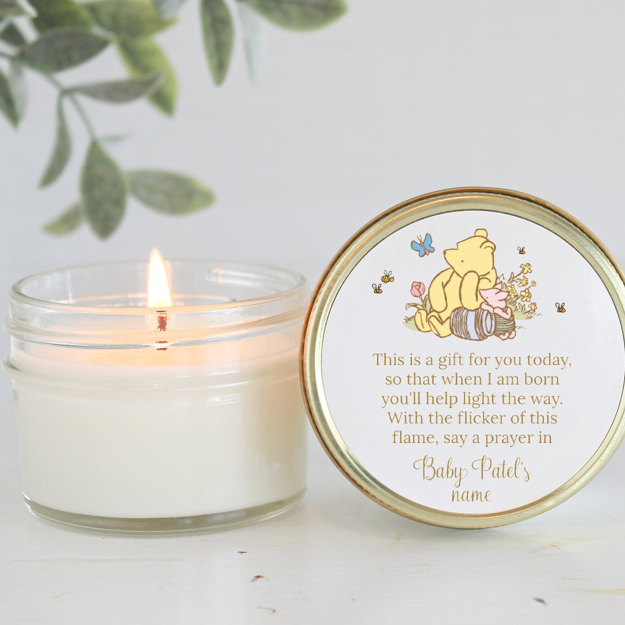 Baby Shower Favors / Classic Pooh / 4 oz Soy Candle Favor / Boy Baby Shower / Girl Baby Shower / Baby Shower Poem / Custom Party Favors