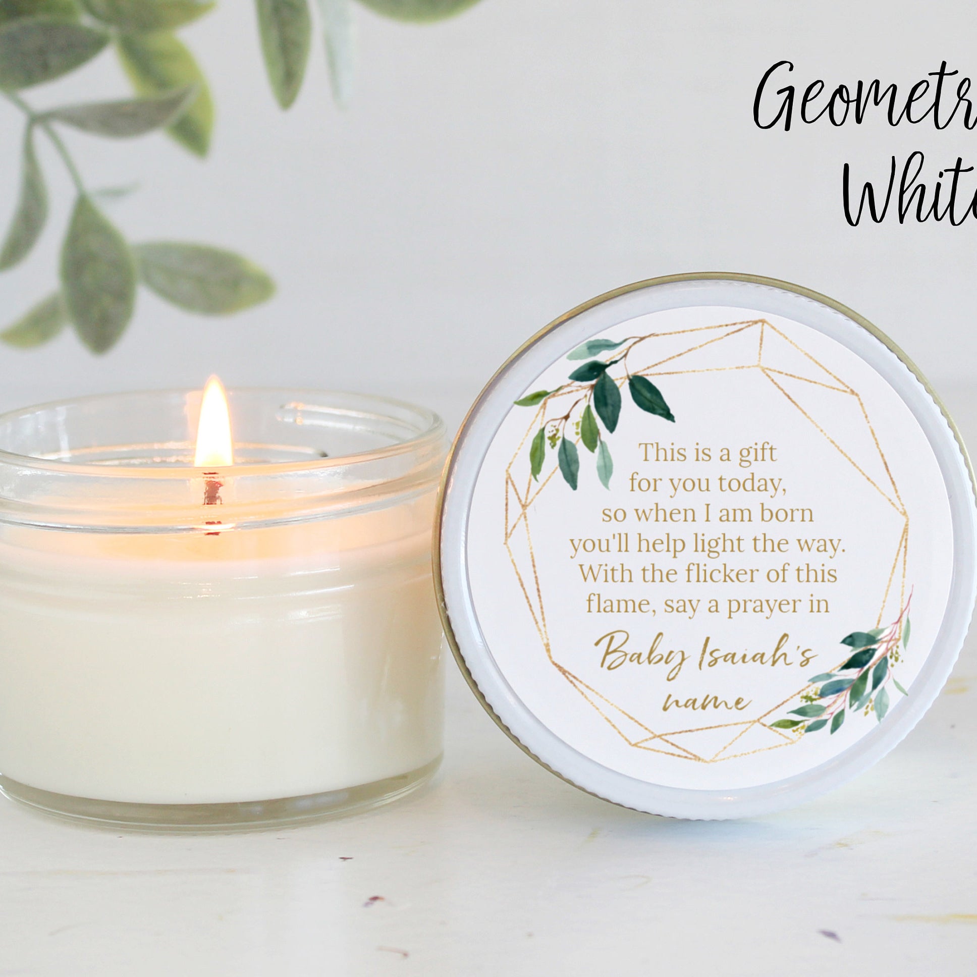 Greenery Baby Shower Poem Candle Favor / 4oz Candle Favors / Gender Neutral Baby Shower / Personalized Favor / Baby Shower Favors