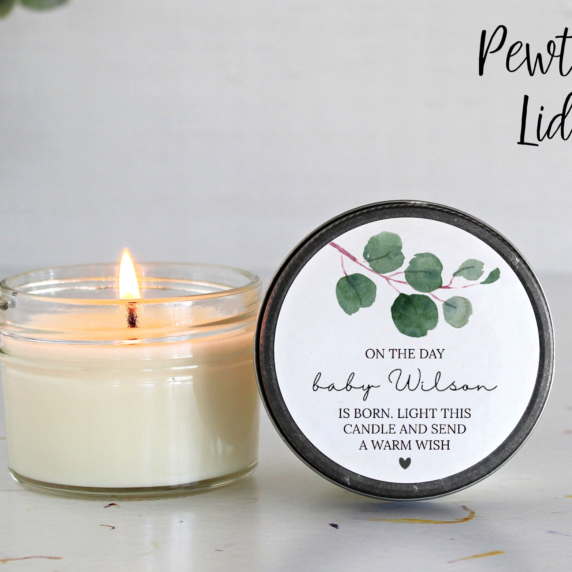 Greenery Baby Shower Poem Candle Favor / 4oz Candle Favors / Gender Neutral Baby Shower / Personalized Favor / Baby Shower Favors