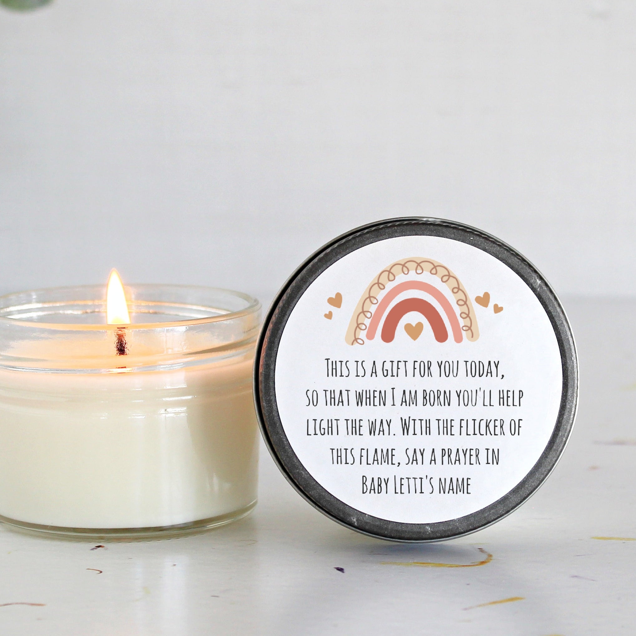 Boho Rainbow Baby Shower Favors / Prayer Candle Favors / Custom Baby Shower / for Guests / Gender Neutral / Baby Boy / Baby Girl / Soy