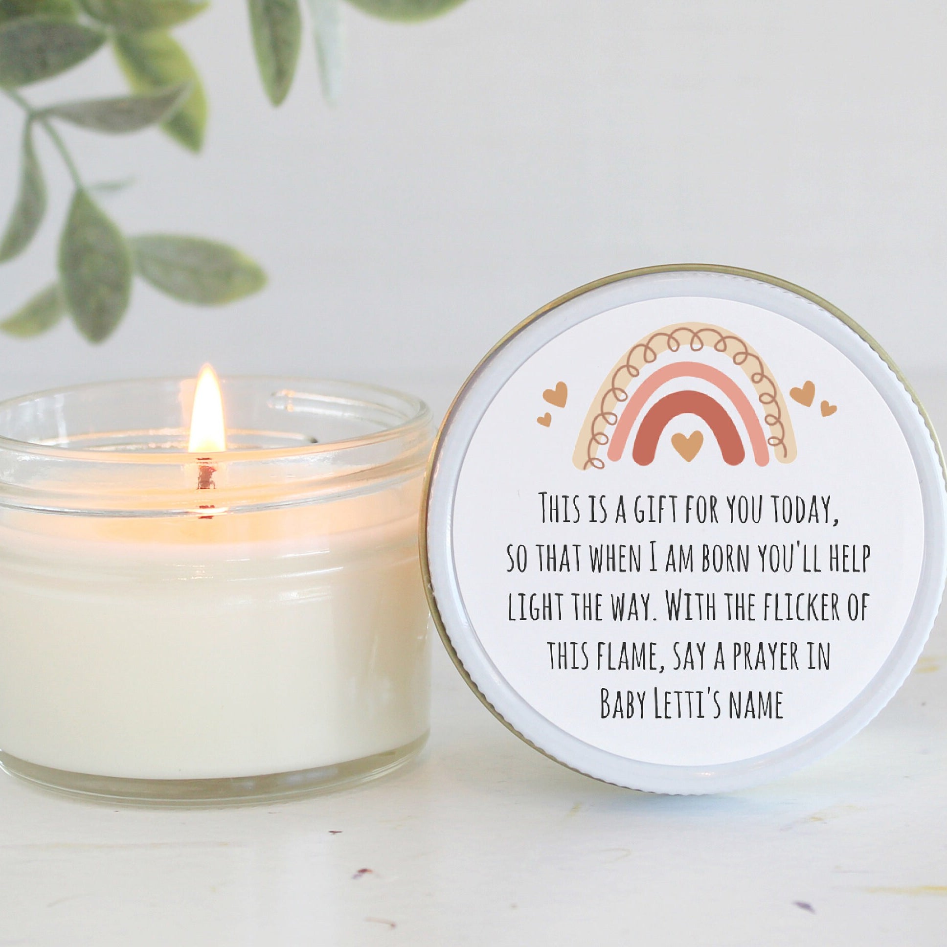 Boho Rainbow Baby Shower Favors / Prayer Candle Favors / Custom Baby Shower / for Guests / Gender Neutral / Baby Boy / Baby Girl / Soy