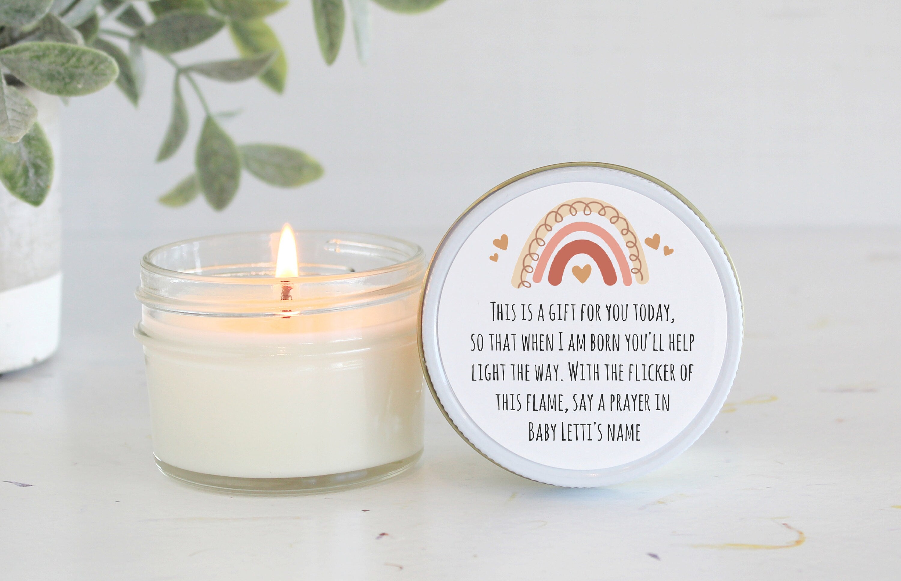 Boho Rainbow Baby Shower Favors / Prayer Candle Favors / Custom Baby Shower / for Guests / Gender Neutral / Baby Boy / Baby Girl / Soy