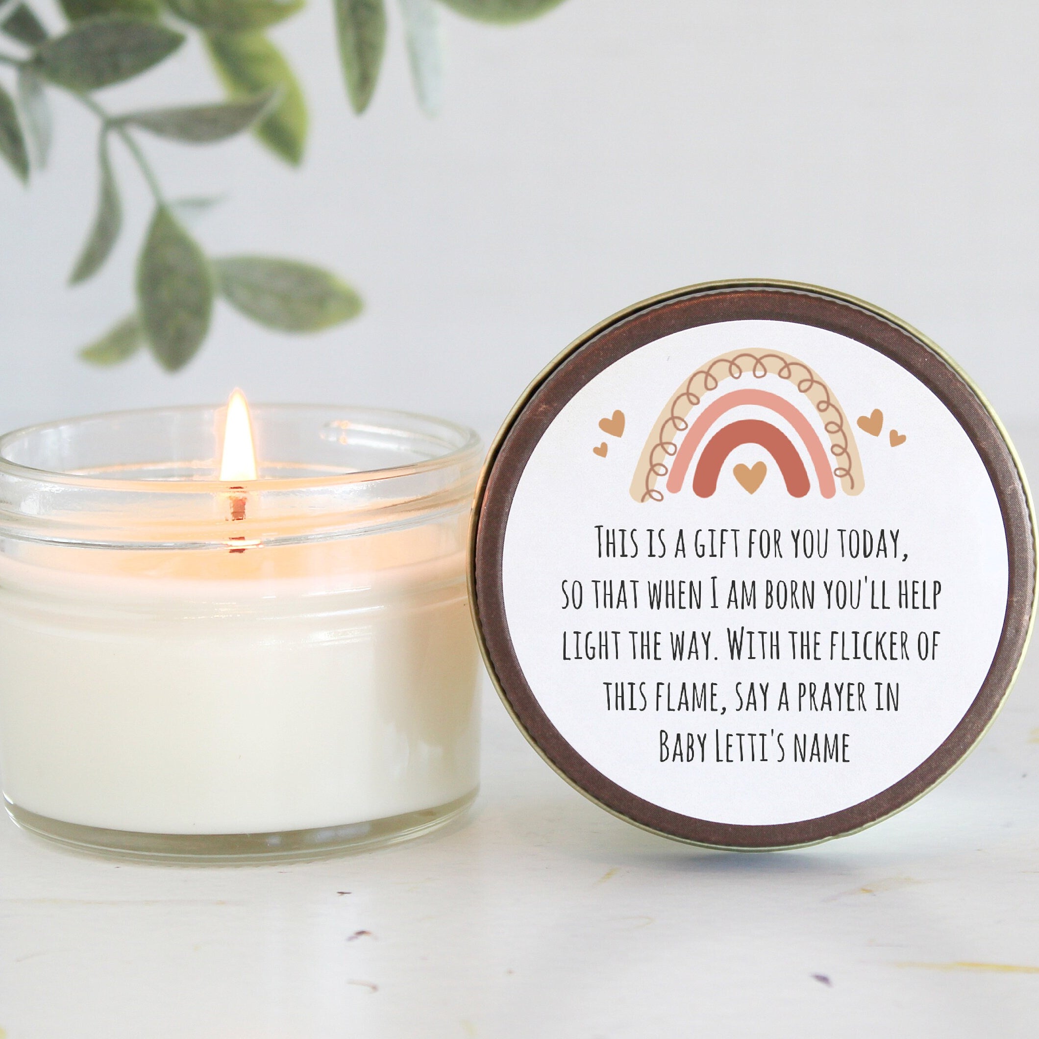 Boho Rainbow Baby Shower Favors / Prayer Candle Favors / Custom Baby Shower / for Guests / Gender Neutral / Baby Boy / Baby Girl / Soy