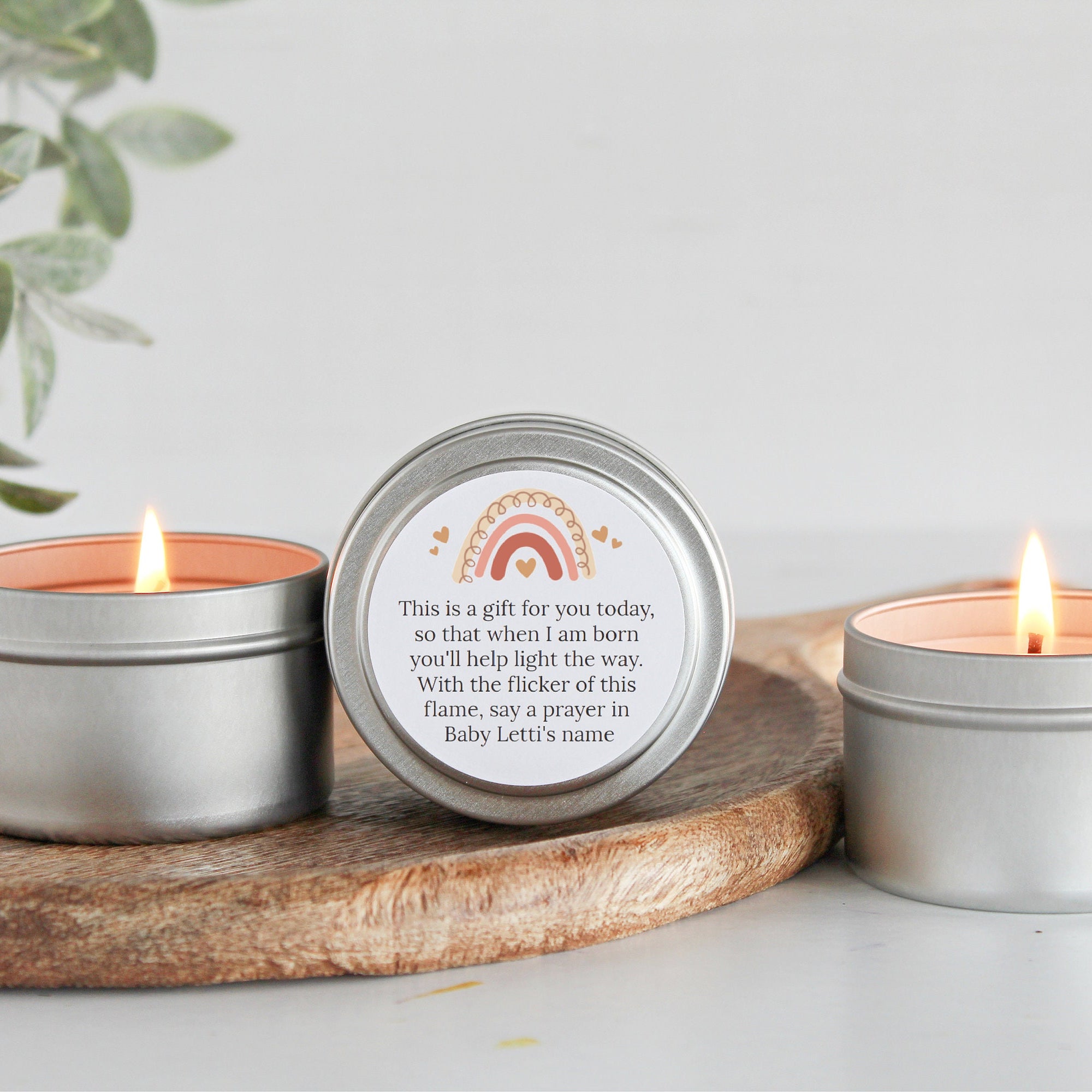 Baby Shower Favors / For Guests Bulk / Boho Rainbow Candle Favors / Baby Boy / Baby Girl / Gold Tins / Unique Favors / Soy Candle /