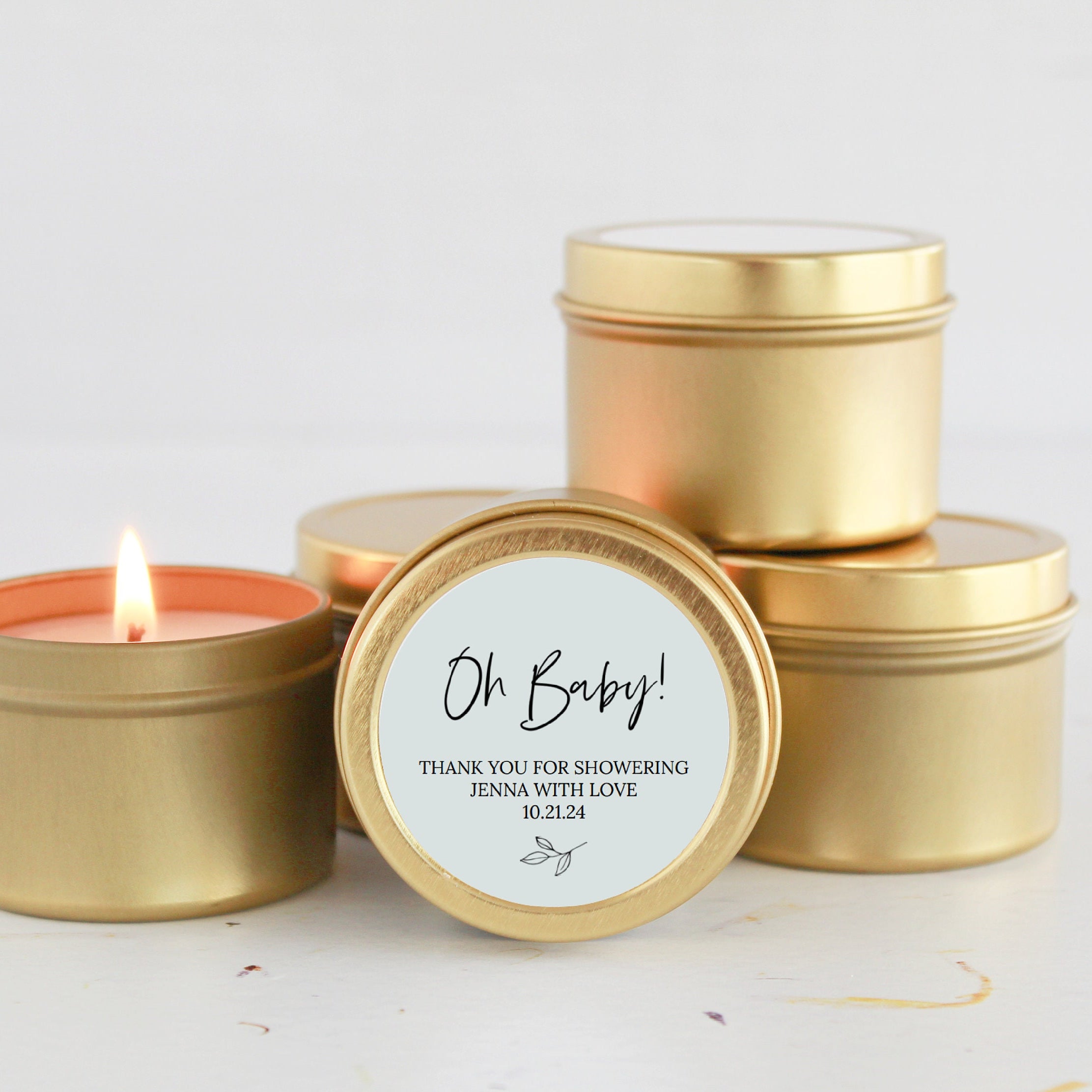 Baby Shower Favors for Guests Bulk / Party Favors / Baby Boy Shower Favors / Baby Girl Shower Favors / Set of 10 Gold Tins / Unique Favors