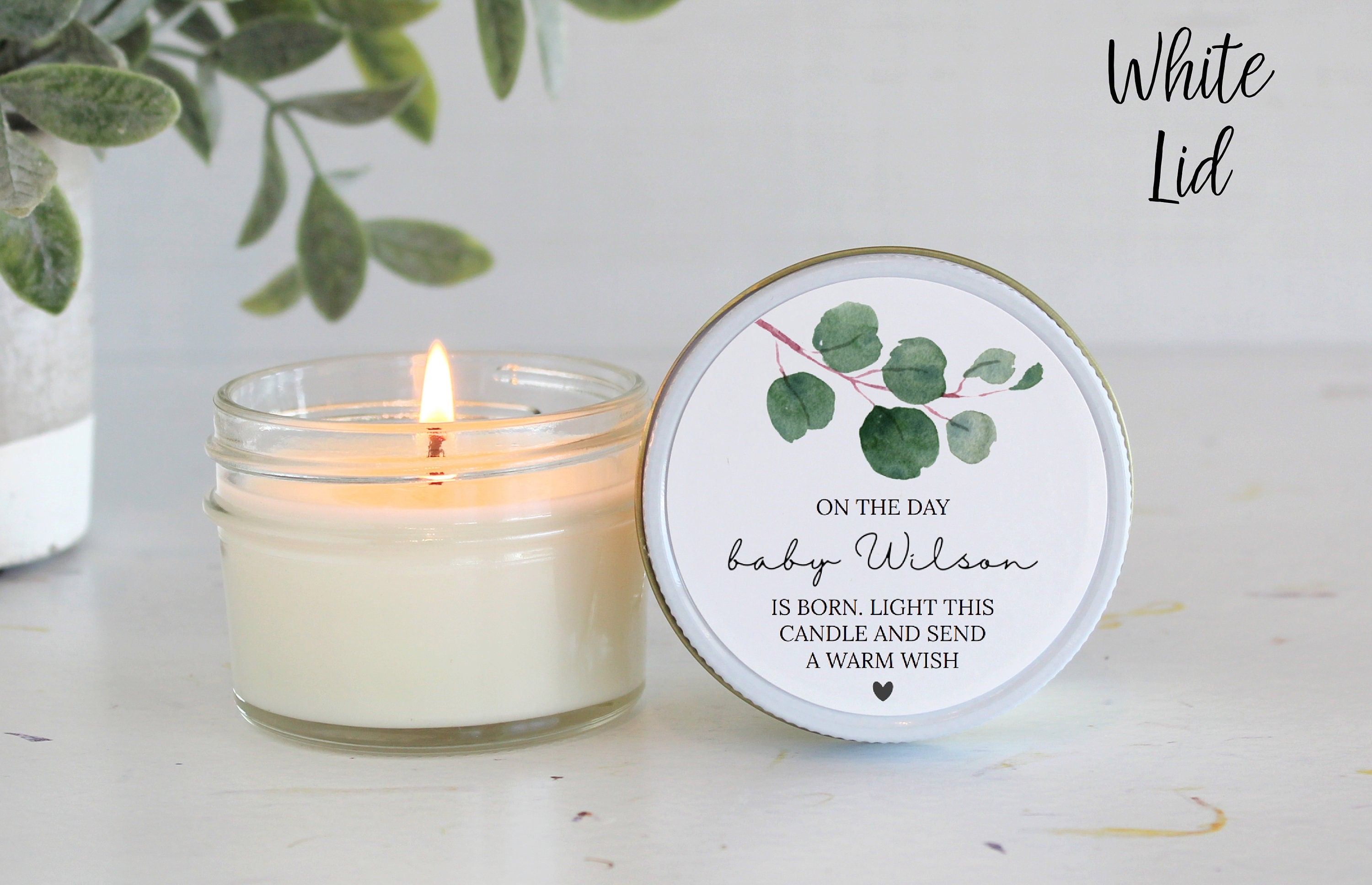 Baby Shower Favors / Prayer Candle Favors / Custom Baby Shower / for Guests / Eucalyptus Shower bundle / Baby Boy / Baby Girl / Soy Candle