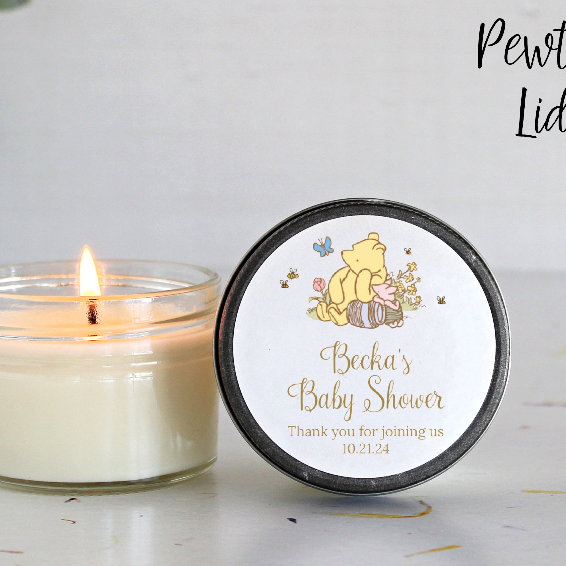 Baby Shower Favors / Classic Pooh / 4 oz Soy Candle Favor / Boy Baby Shower / Girl Baby Shower / Baby Shower Poem / Custom Party Favors