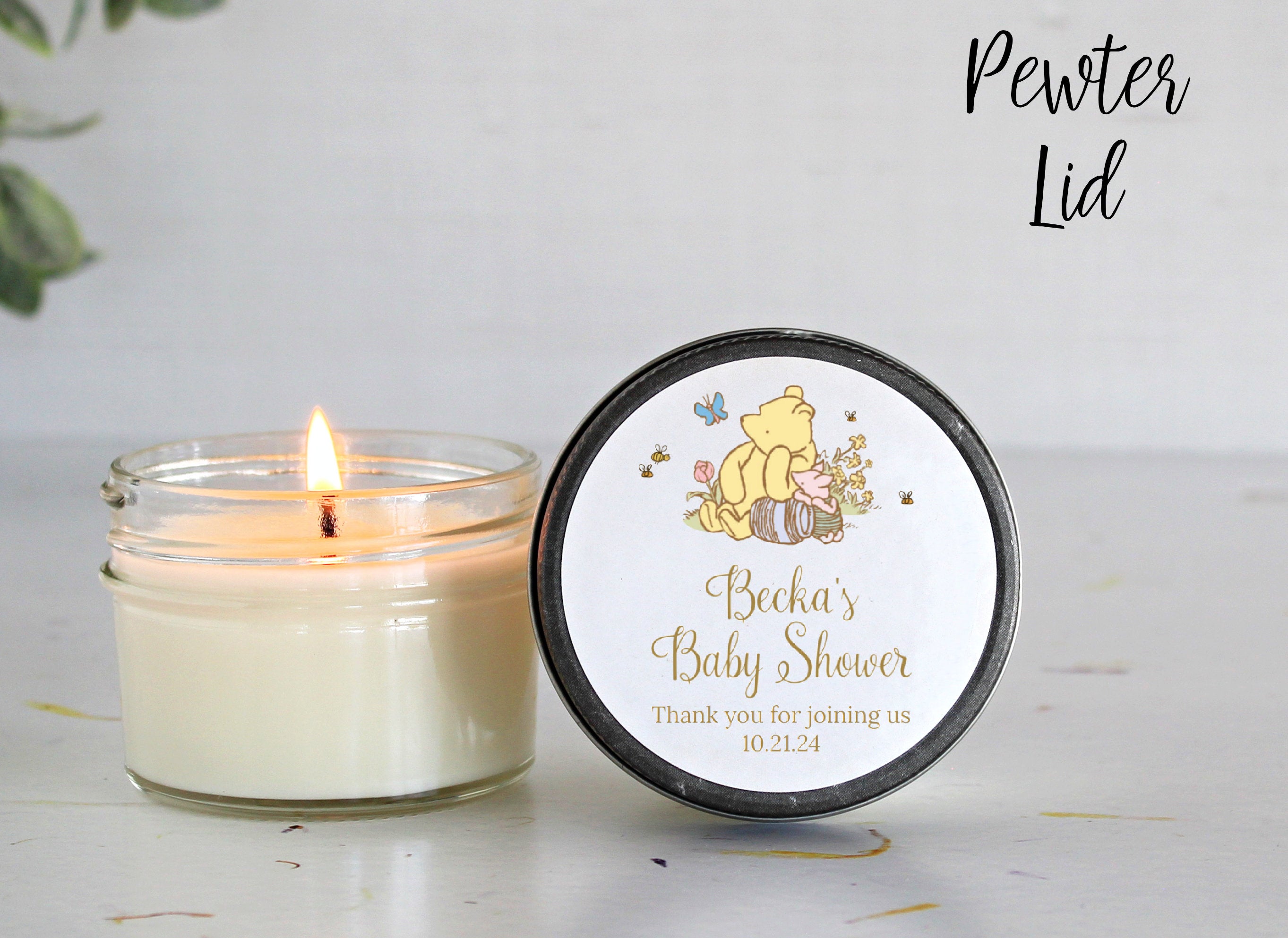 Baby Shower Favors / Classic Pooh / 4 oz Soy Candle Favor / Boy Baby Shower / Girl Baby Shower / Baby Shower Poem / Custom Party Favors