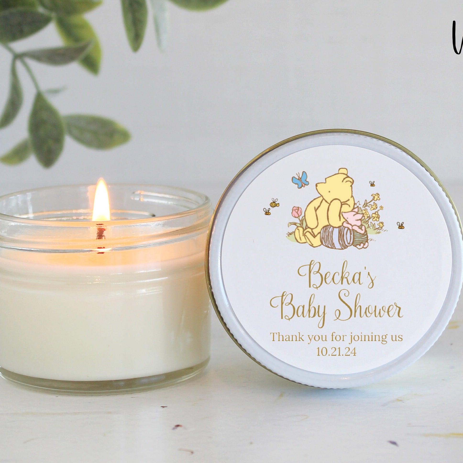 Baby Shower Favors / Classic Pooh / 4 oz Soy Candle Favor / Boy Baby Shower / Girl Baby Shower / Baby Shower Poem / Custom Party Favors