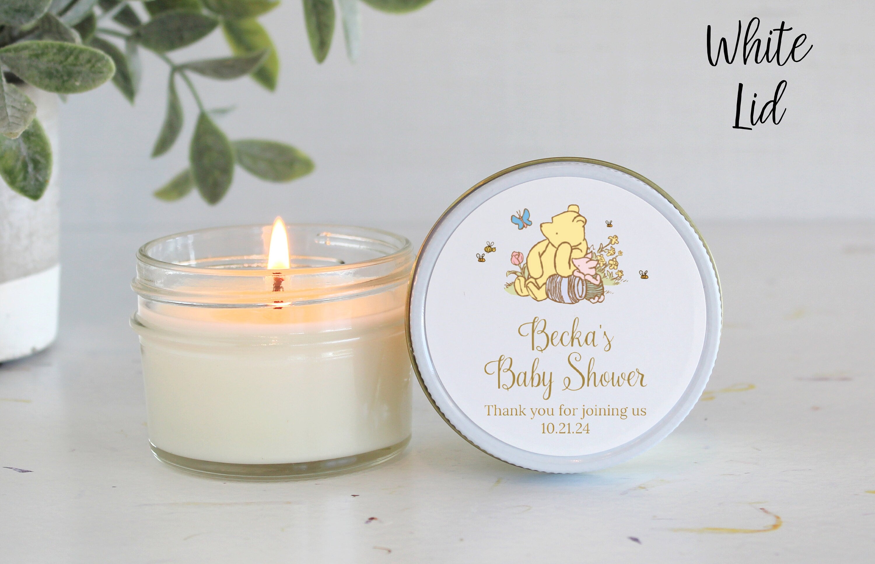 Baby Shower Favors / Classic Pooh / 4 oz Soy Candle Favor / Boy Baby Shower / Girl Baby Shower / Baby Shower Poem / Custom Party Favors