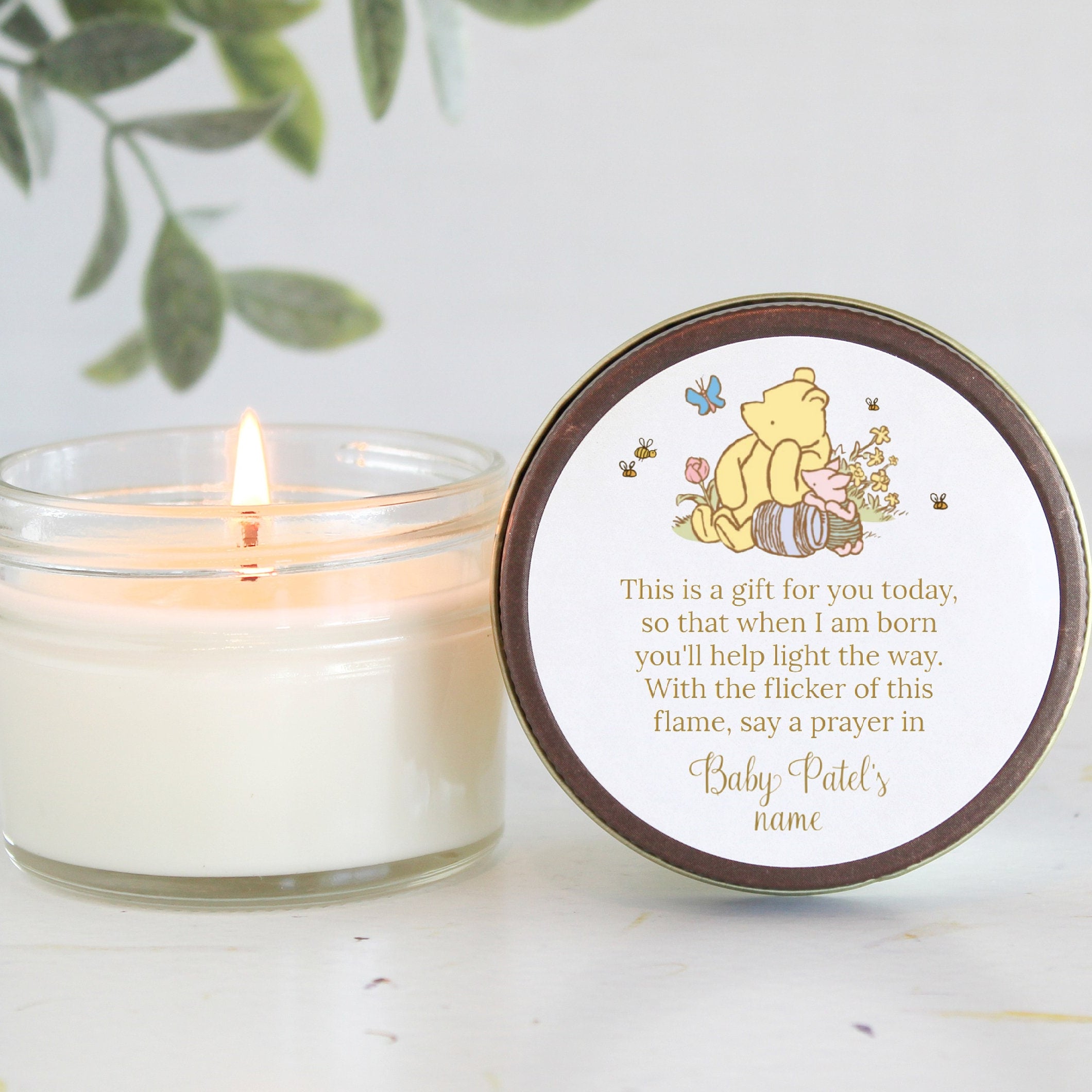 Baby Shower Favors / Classic Pooh / 4 oz Soy Candle Favor / Boy Baby Shower / Girl Baby Shower / Baby Shower Poem / Custom Party Favors