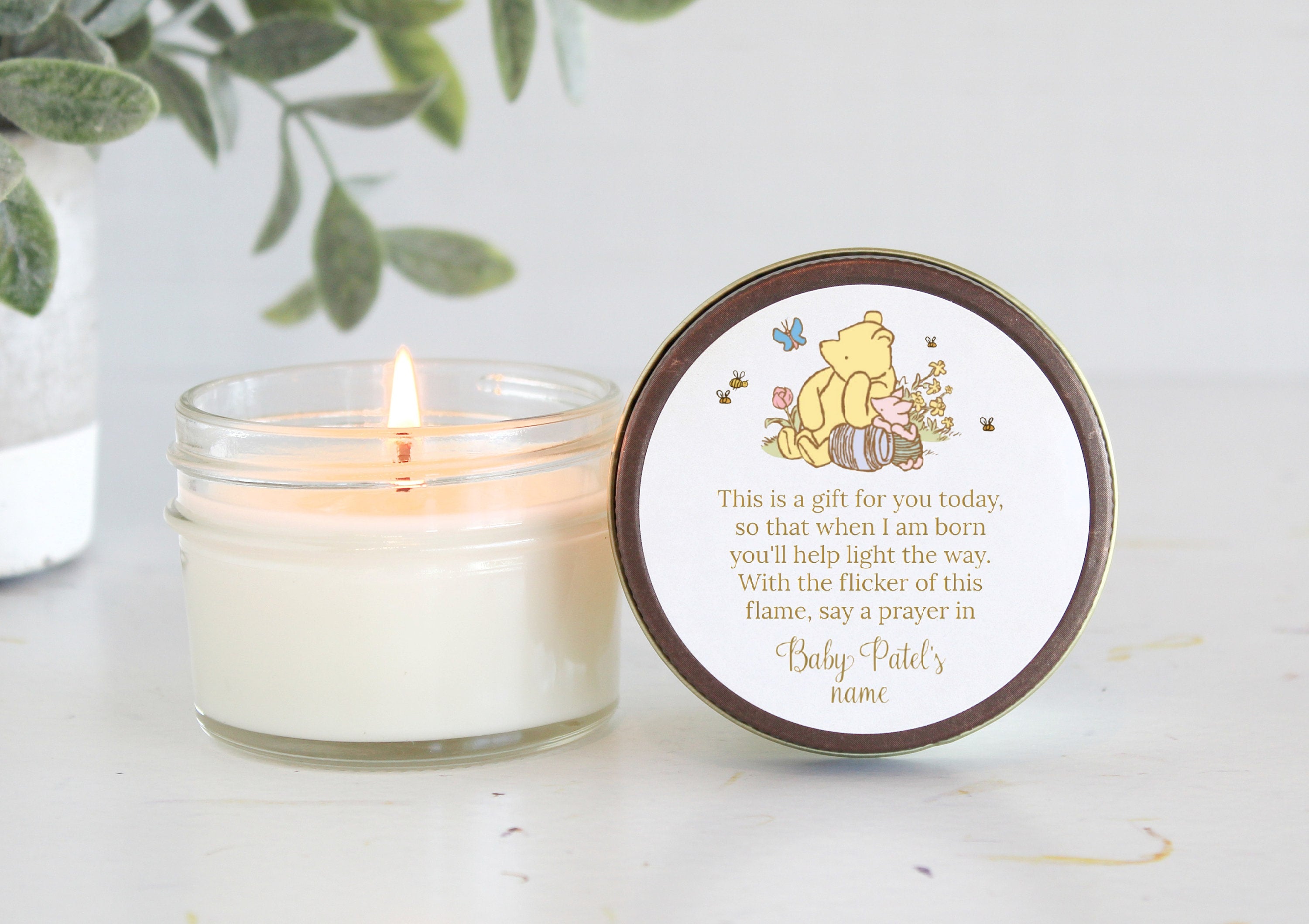 Baby Shower Favors / Classic Pooh / 4 oz Soy Candle Favor / Boy Baby Shower / Girl Baby Shower / Baby Shower Poem / Custom Party Favors