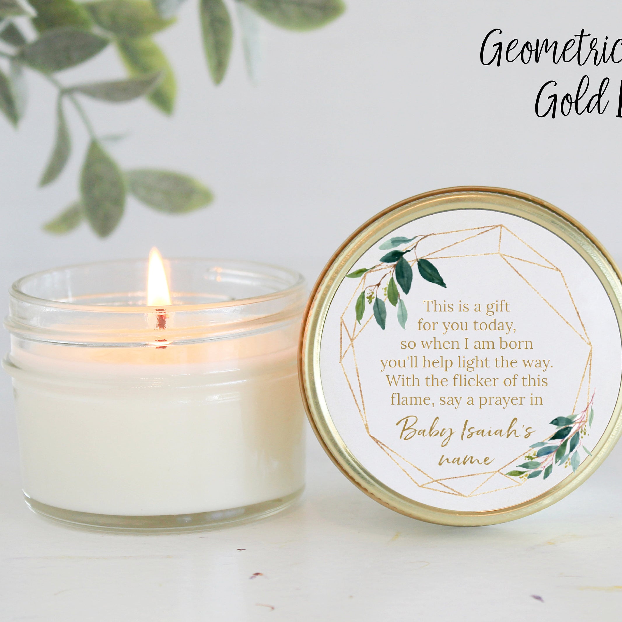 Greenery Baby Shower Poem Candle Favor / 4oz Candle Favors / Gender Neutral Baby Shower / Personalized Favor / Baby Shower Favors