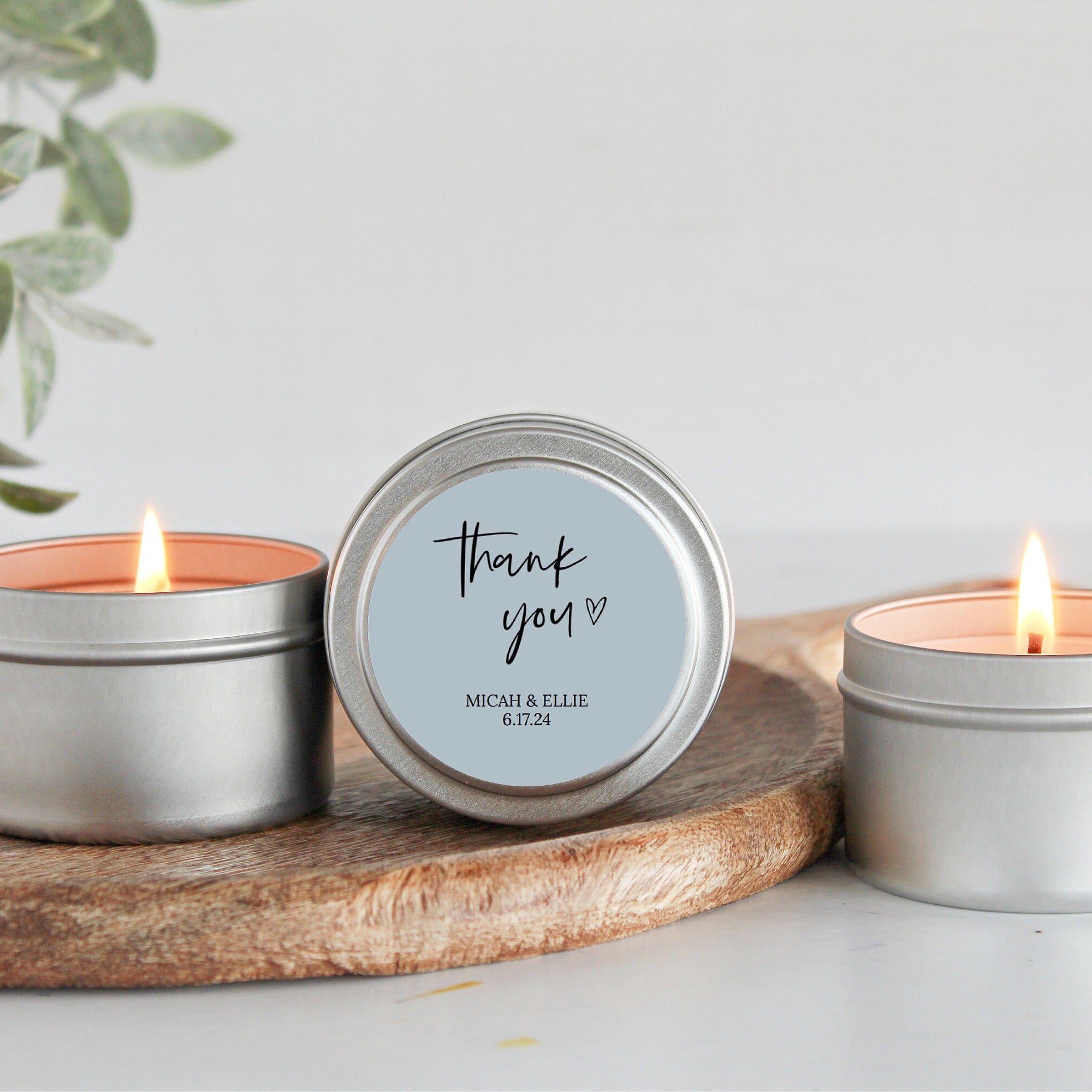 Minimalist Wedding Favors / Set of 10 BULK Candles for Guests / Custom Candle Gift / Wedding Favors Personalized / Gold Tin / Silver Tins