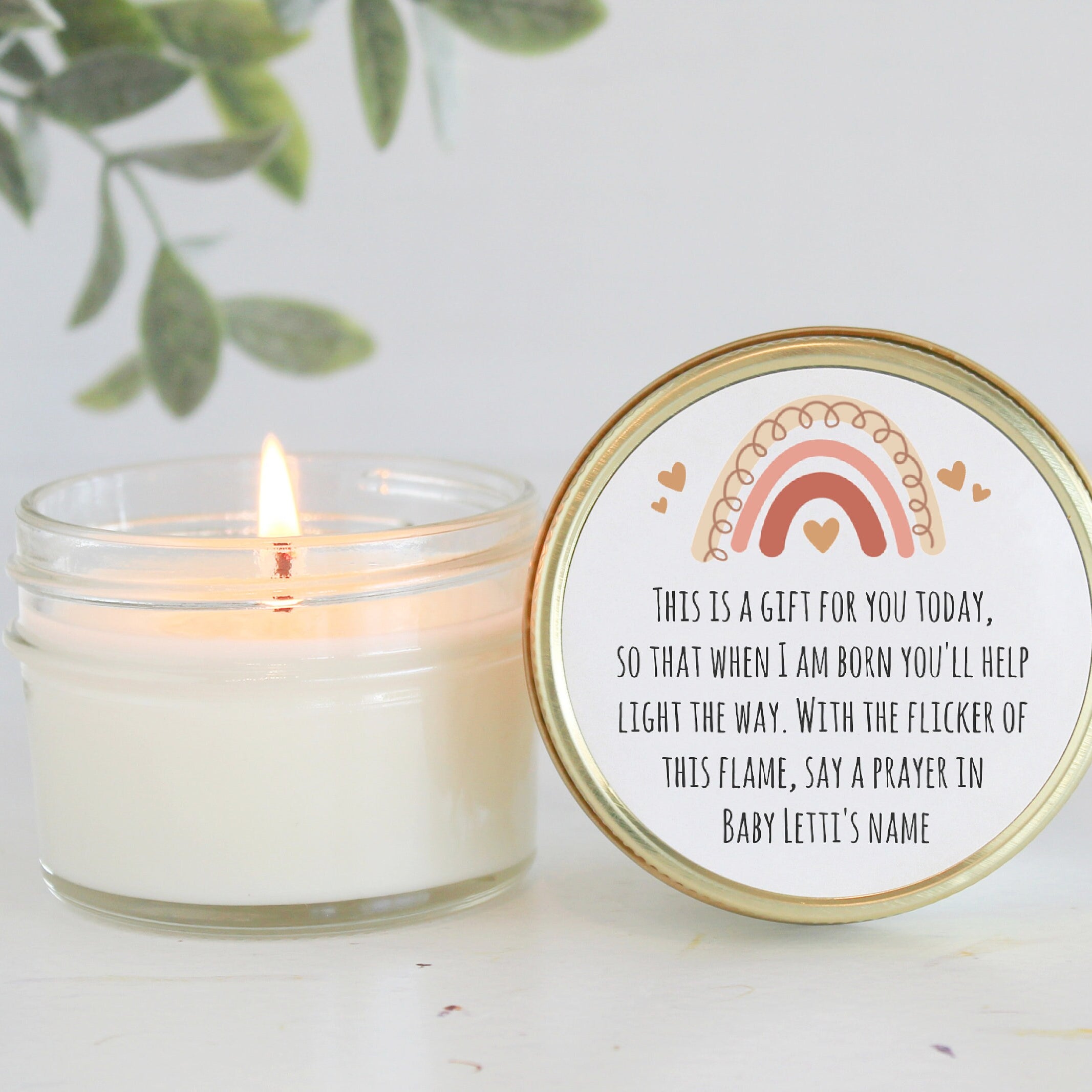 Boho Rainbow Baby Shower Favors / Prayer Candle Favors / Custom Baby Shower / for Guests / Gender Neutral / Baby Boy / Baby Girl / Soy