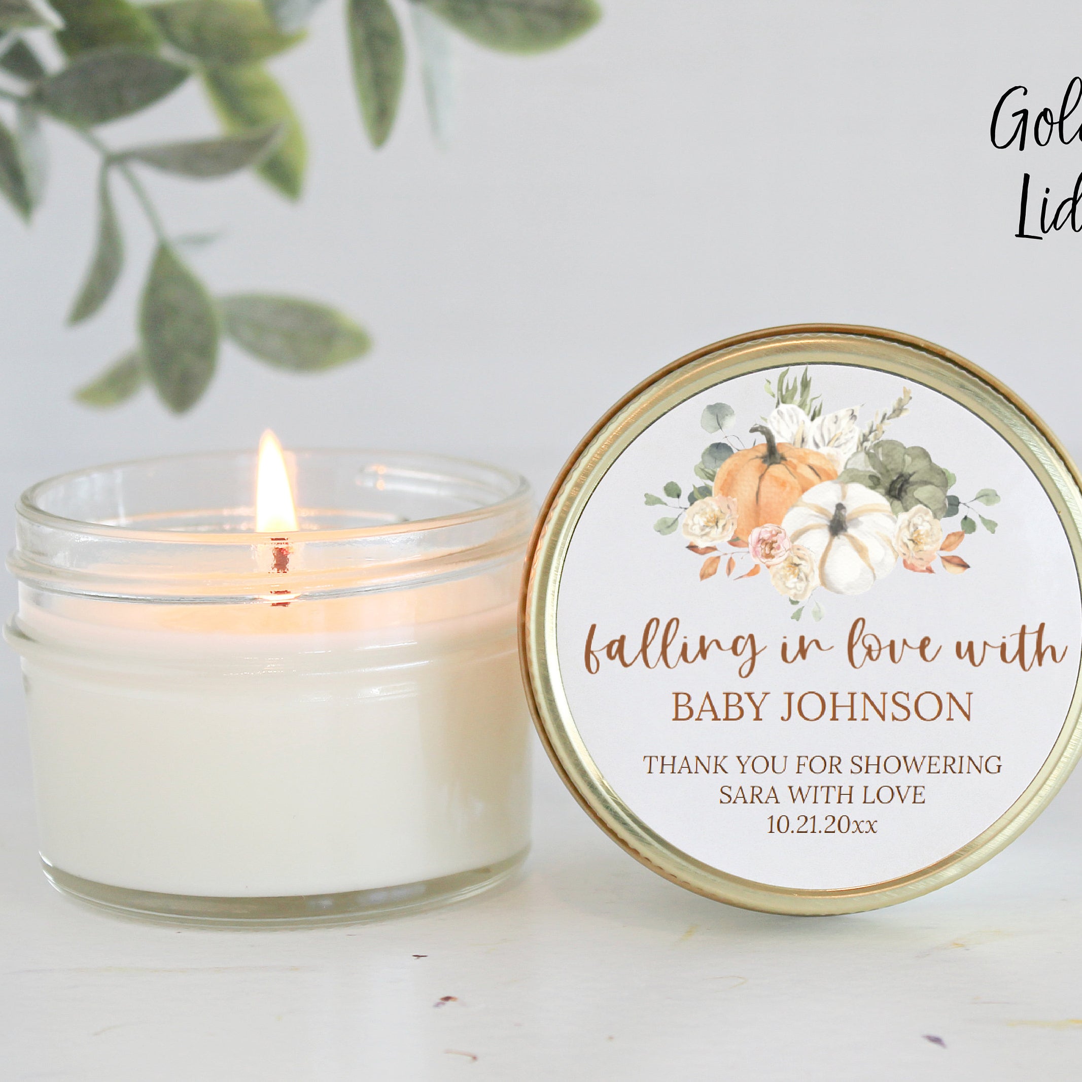 Pumpkin Baby Shower Candle Favors / Falling in love / Fall Baby Shower / Custom Candle / Girl Baby Shower / Boy Baby Shower / For Guests