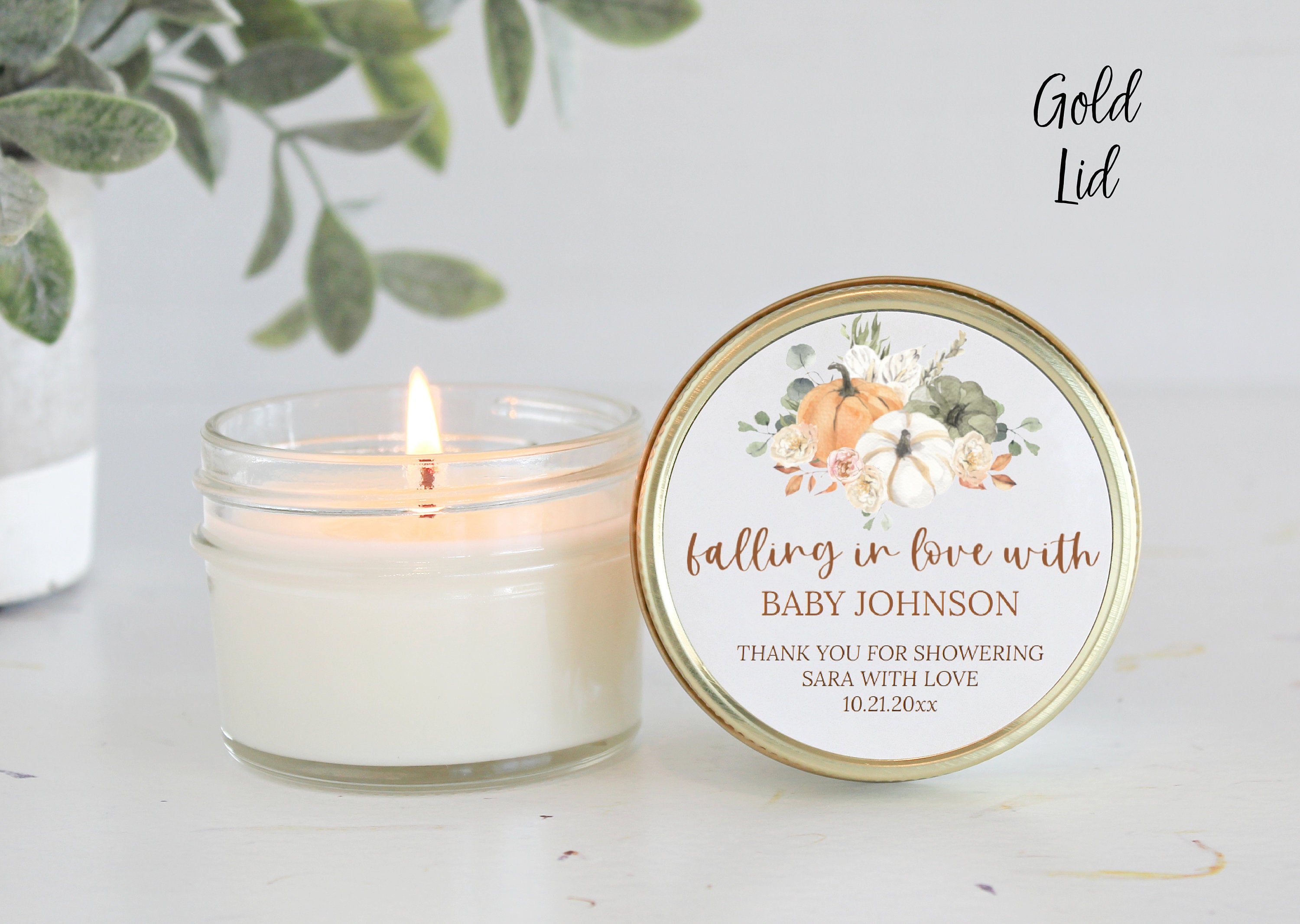 Pumpkin Baby Shower Candle Favors / Falling in love / Fall Baby Shower / Custom Candle / Girl Baby Shower / Boy Baby Shower / For Guests