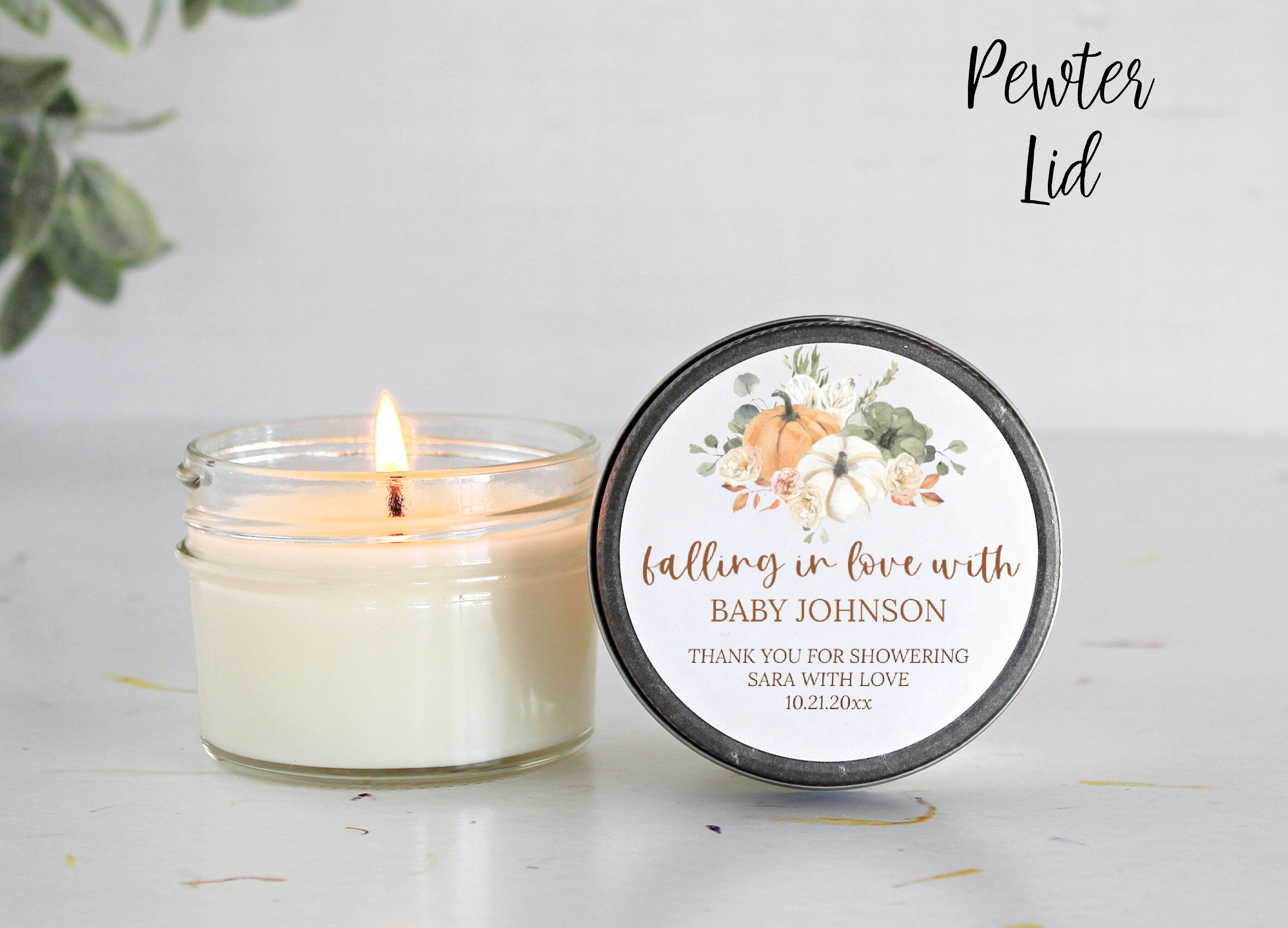 Pumpkin Baby Shower Candle Favors / Falling in love / Fall Baby Shower / Custom Candle / Girl Baby Shower / Boy Baby Shower / For Guests