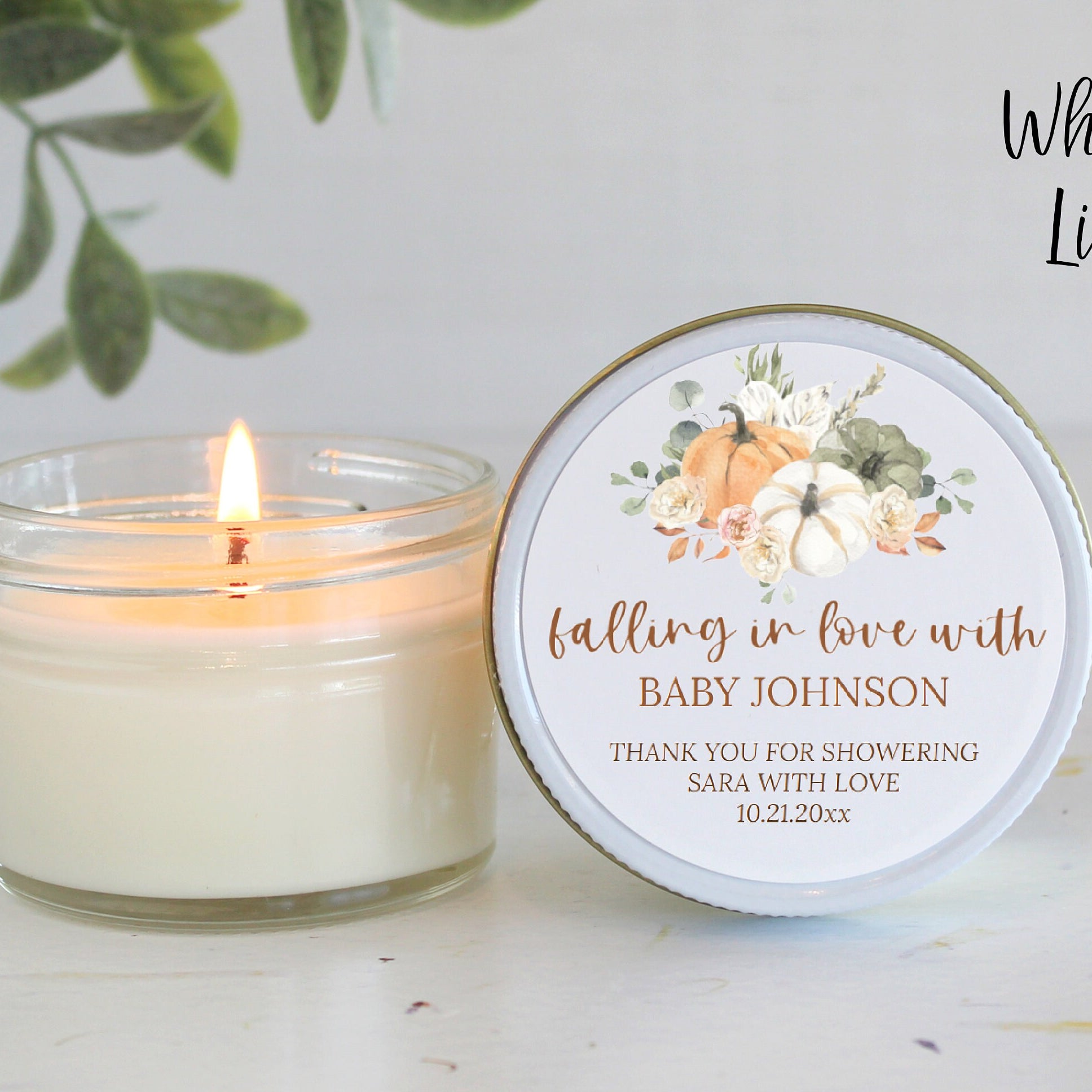 Pumpkin Baby Shower Candle Favors / Falling in love / Fall Baby Shower / Custom Candle / Girl Baby Shower / Boy Baby Shower / For Guests