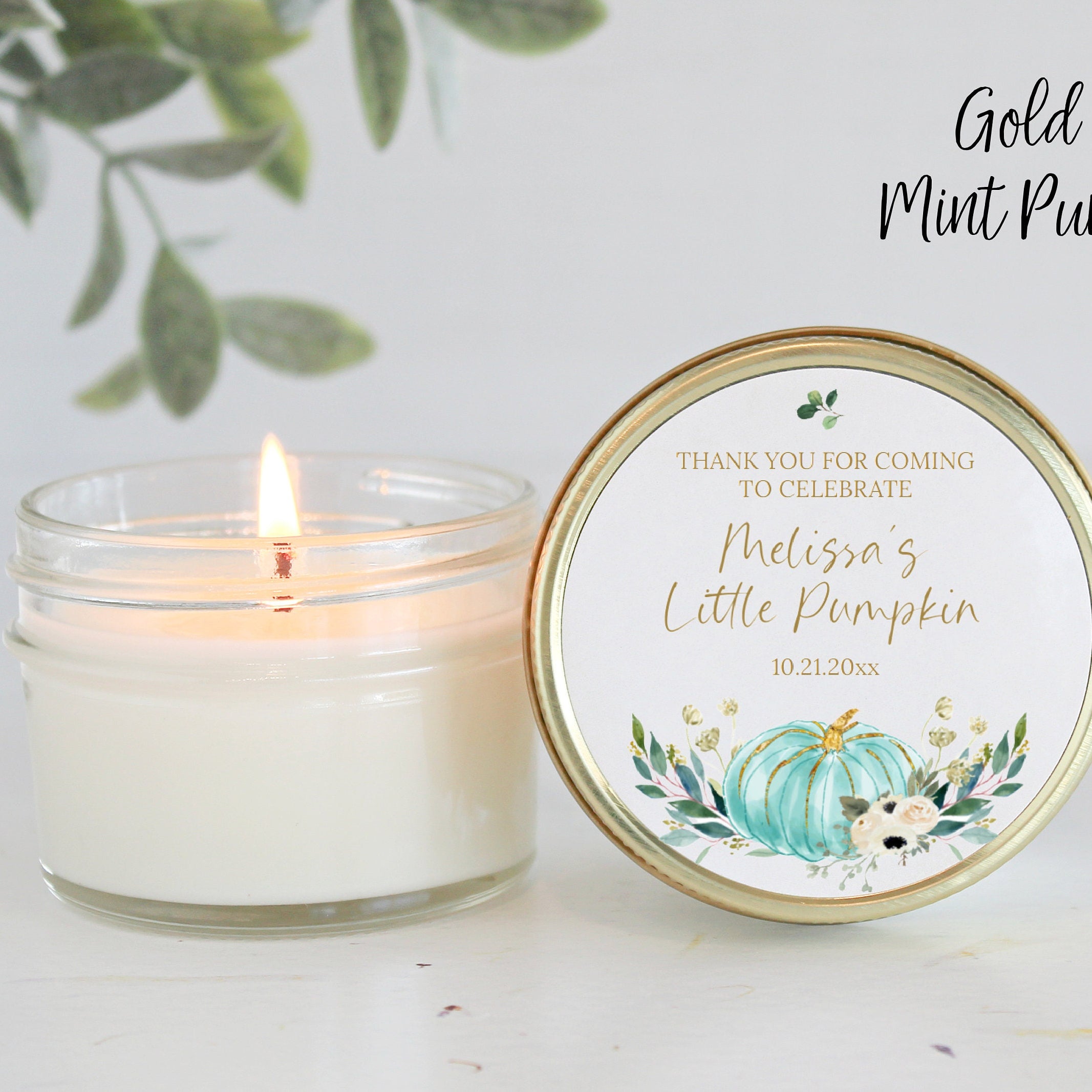 Little Pumpkin Favor / Fall Baby Shower Favor / Personalized 4 oz Soy Candle Favor / Girl Baby Shower / Boy Baby Shower / Baby Shower Favor