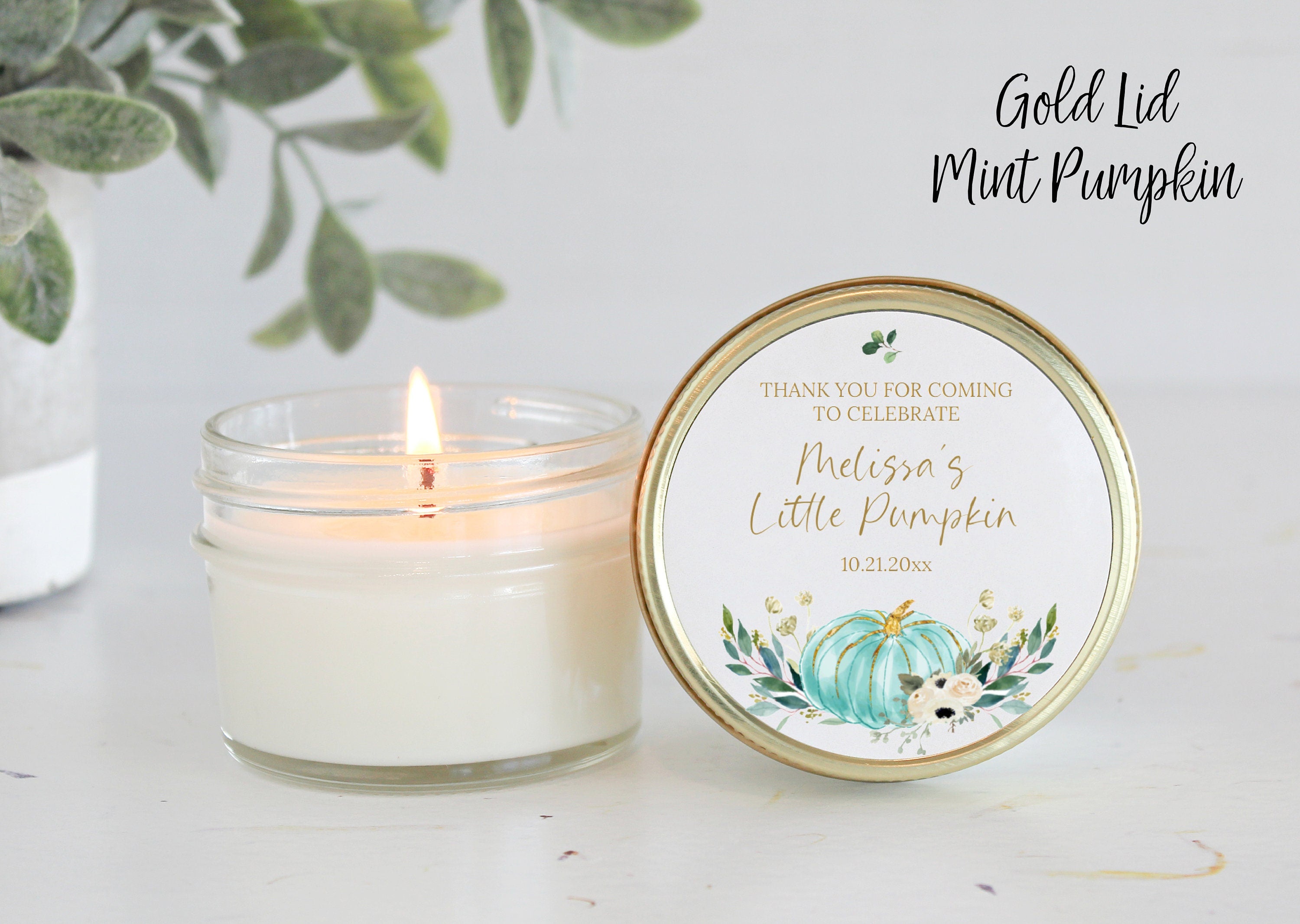 Little Pumpkin Favor / Fall Baby Shower Favor / Personalized 4 oz Soy Candle Favor / Girl Baby Shower / Boy Baby Shower / Baby Shower Favor