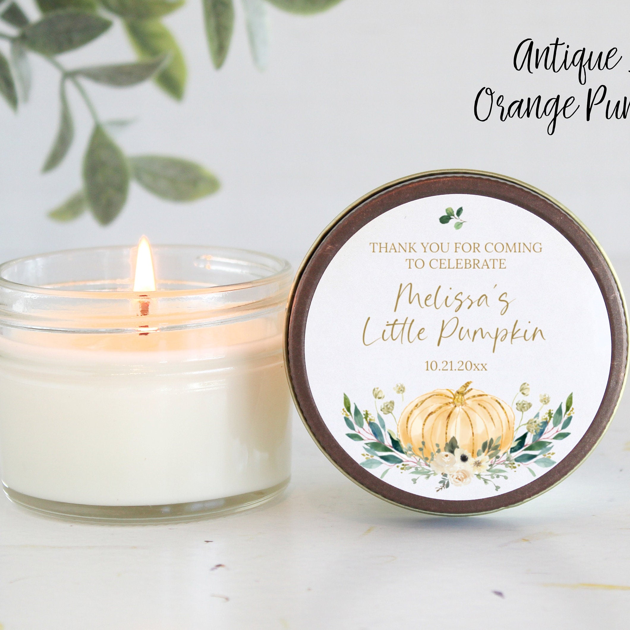 Little Pumpkin Favor / Fall Baby Shower Favor / Personalized 4 oz Soy Candle Favor / Girl Baby Shower / Boy Baby Shower / Baby Shower Favor