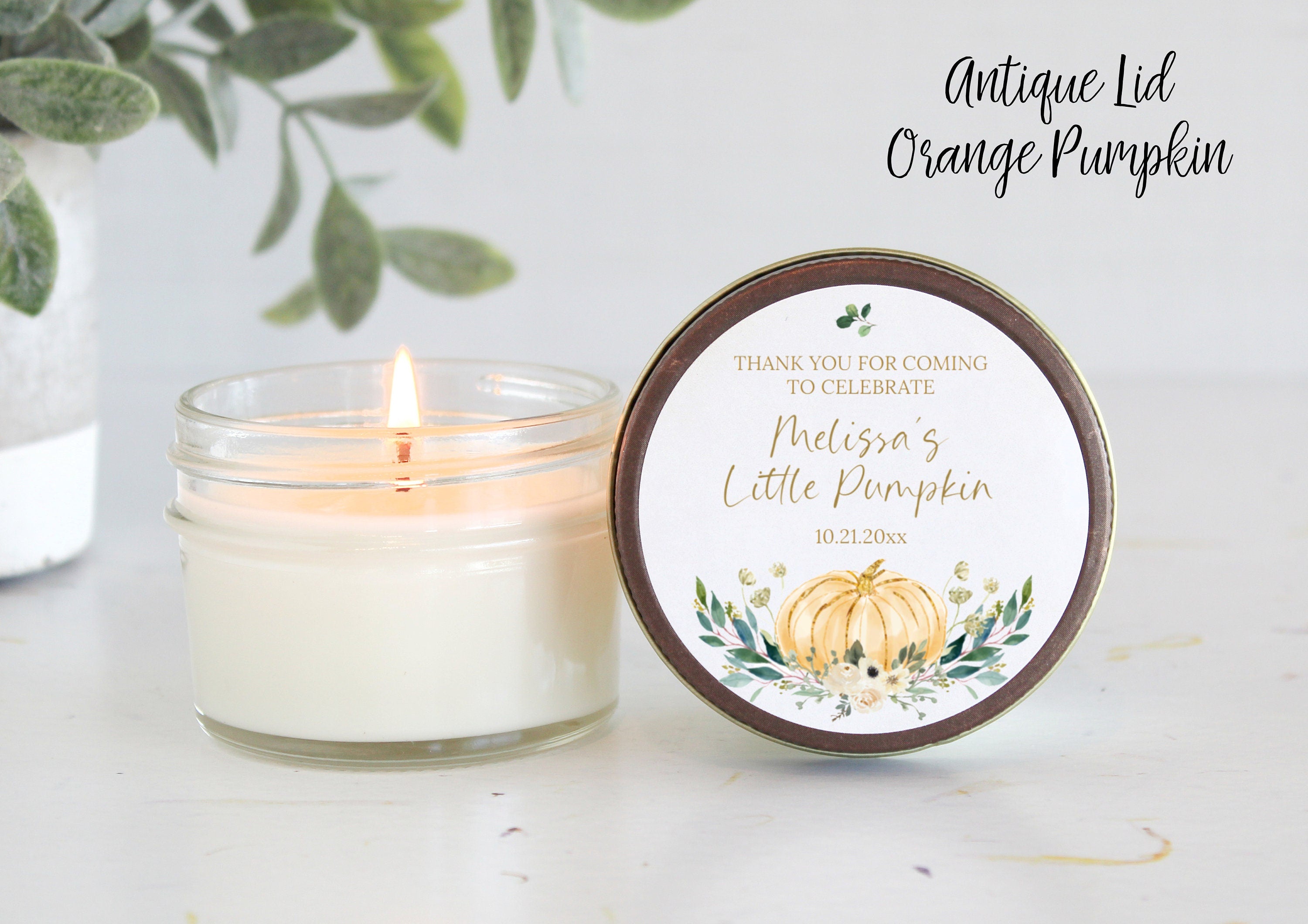 Little Pumpkin Favor / Fall Baby Shower Favor / Personalized 4 oz Soy Candle Favor / Girl Baby Shower / Boy Baby Shower / Baby Shower Favor