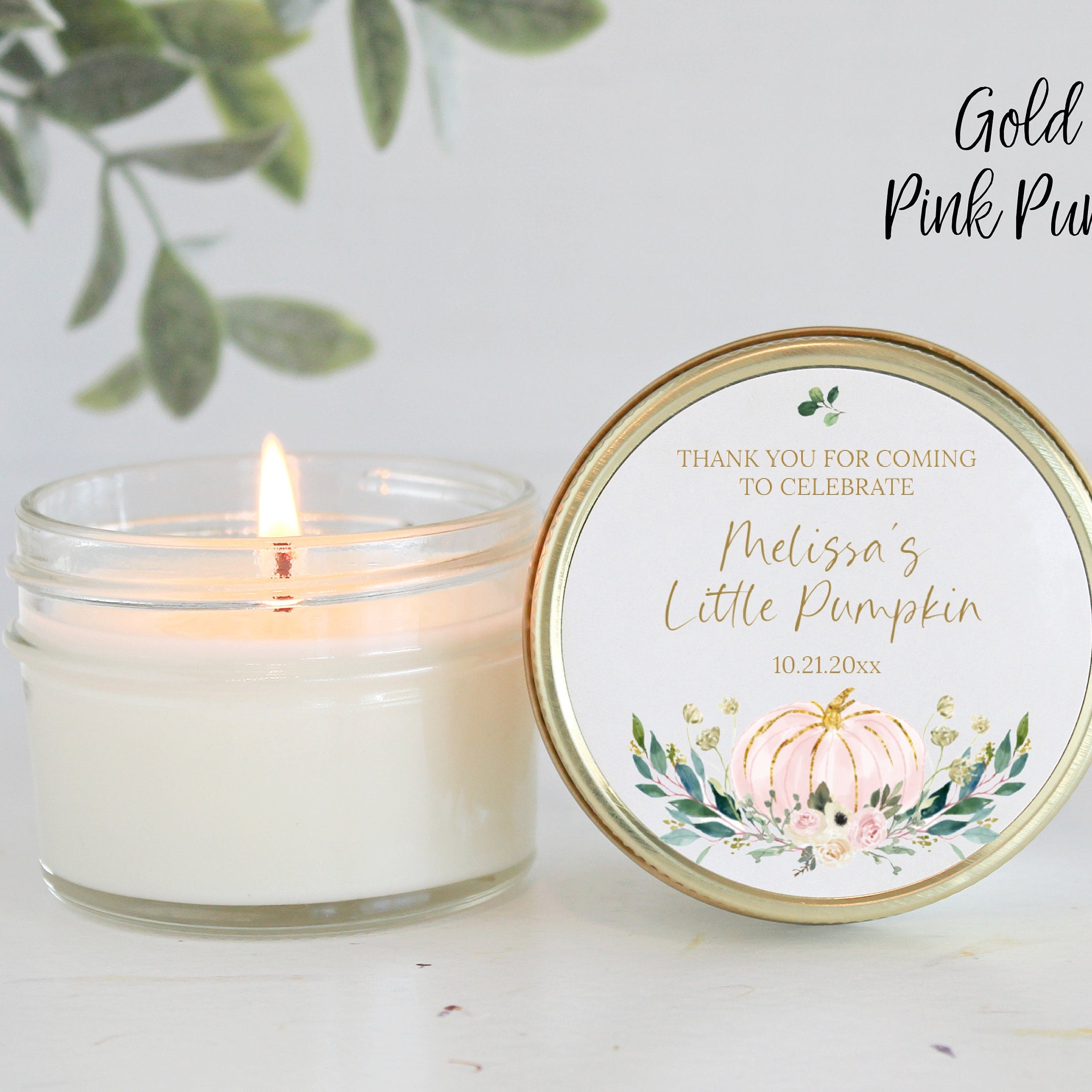 Little Pumpkin Favor / Fall Baby Shower Favor / Personalized 4 oz Soy Candle Favor / Girl Baby Shower / Boy Baby Shower / Baby Shower Favor