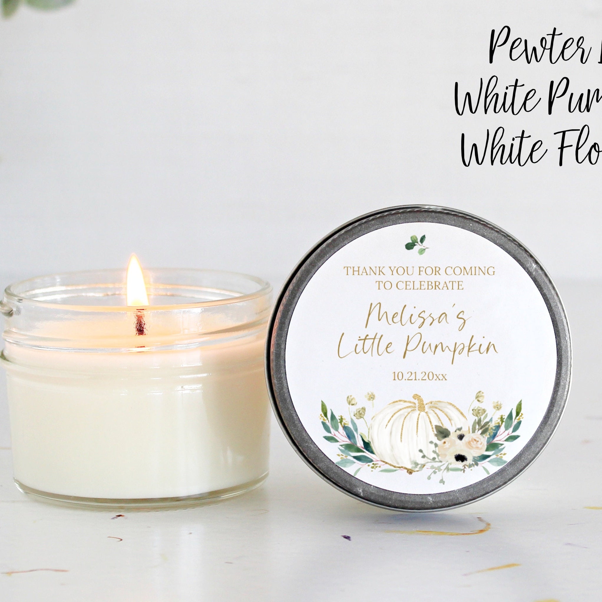 Little Pumpkin Favor / Fall Baby Shower Favor / Personalized 4 oz Soy Candle Favor / Girl Baby Shower / Boy Baby Shower / Baby Shower Favor