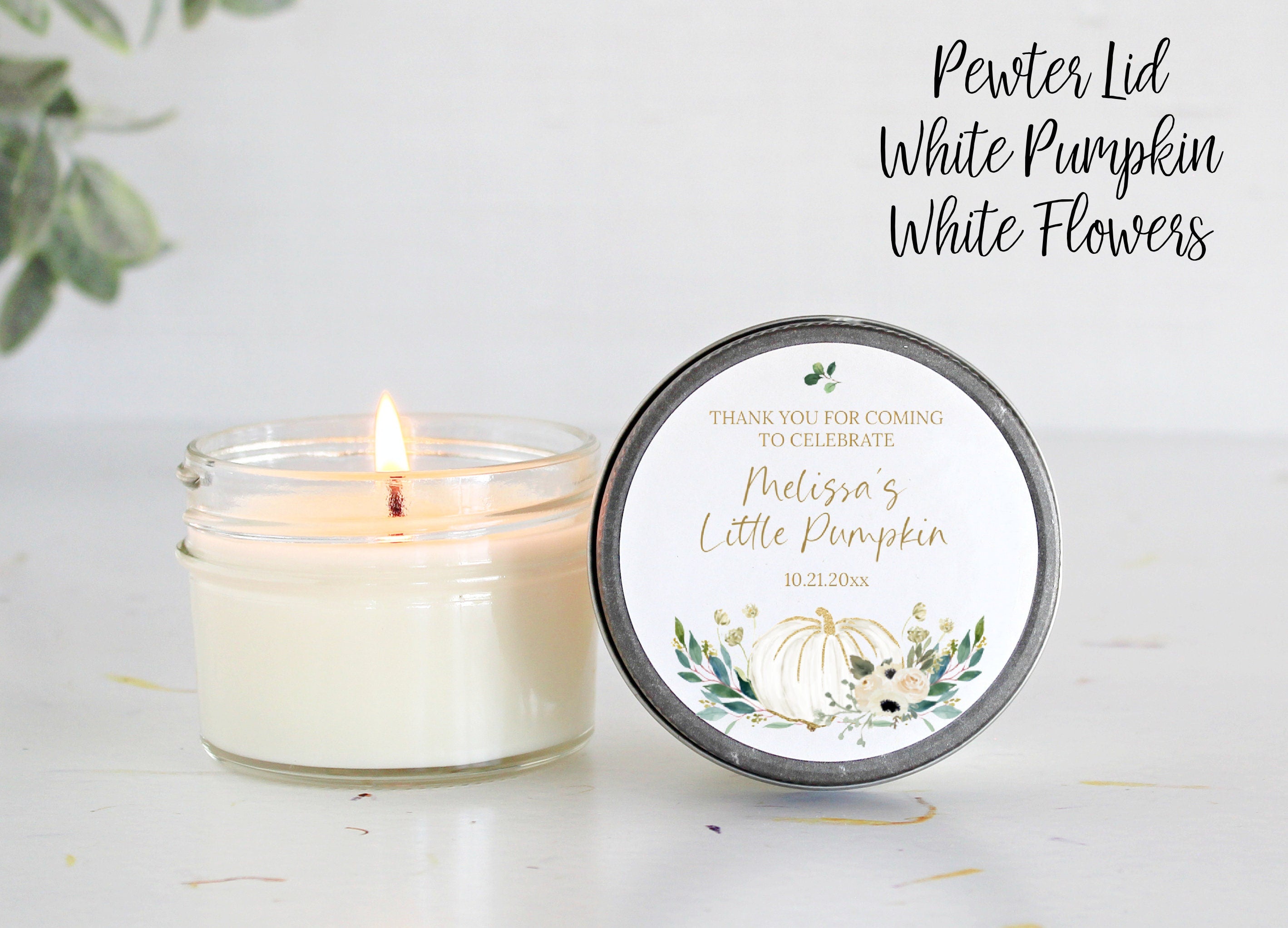 Little Pumpkin Favor / Fall Baby Shower Favor / Personalized 4 oz Soy Candle Favor / Girl Baby Shower / Boy Baby Shower / Baby Shower Favor