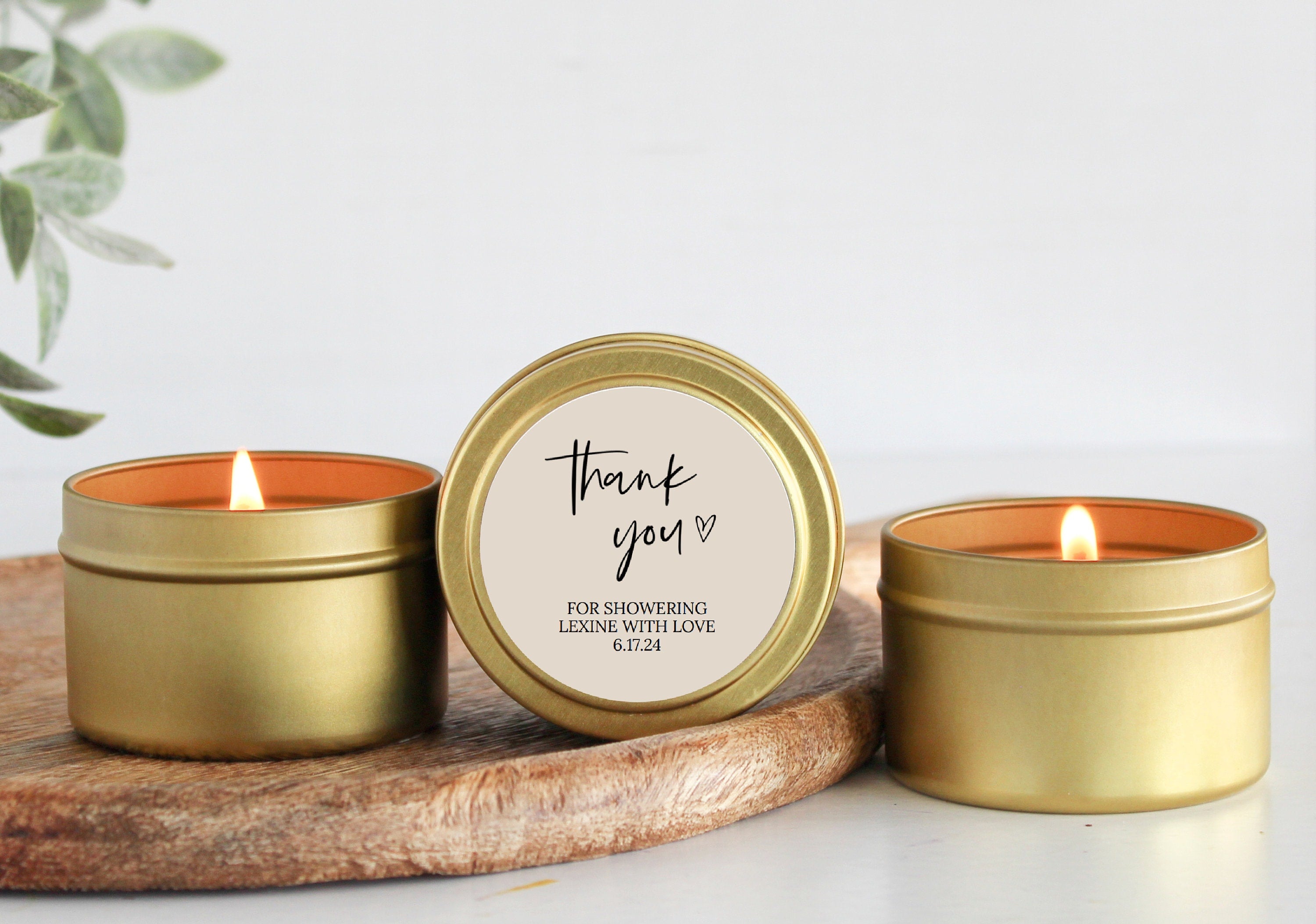 Minimalist Wedding Favors / Set of 10 BULK Candles for Guests / Custom Candle Gift / Wedding Favors Personalized / Gold Tin / Silver Tins