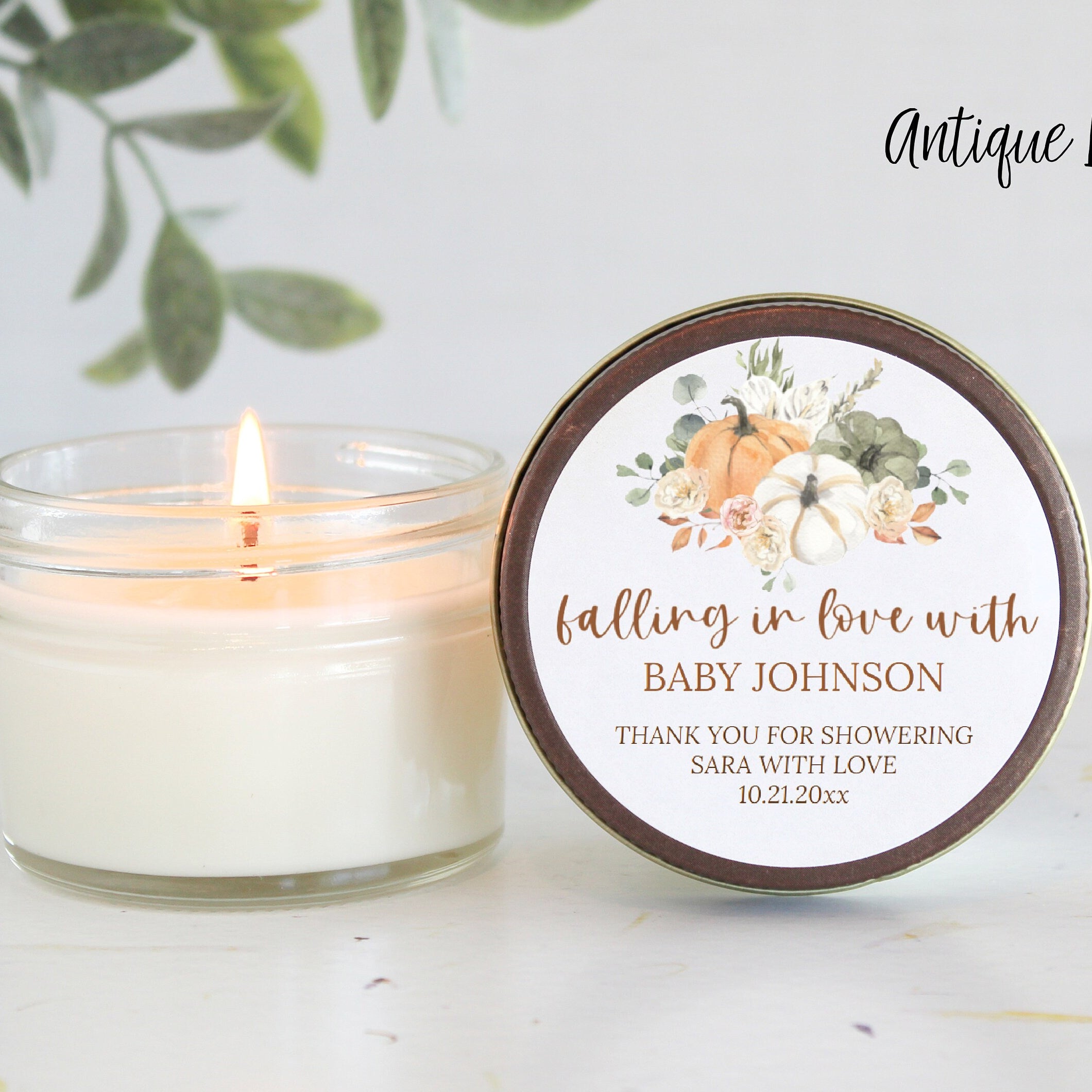 Pumpkin Baby Shower Candle Favors / Falling in love / Fall Baby Shower / Custom Candle / Girl Baby Shower / Boy Baby Shower / For Guests