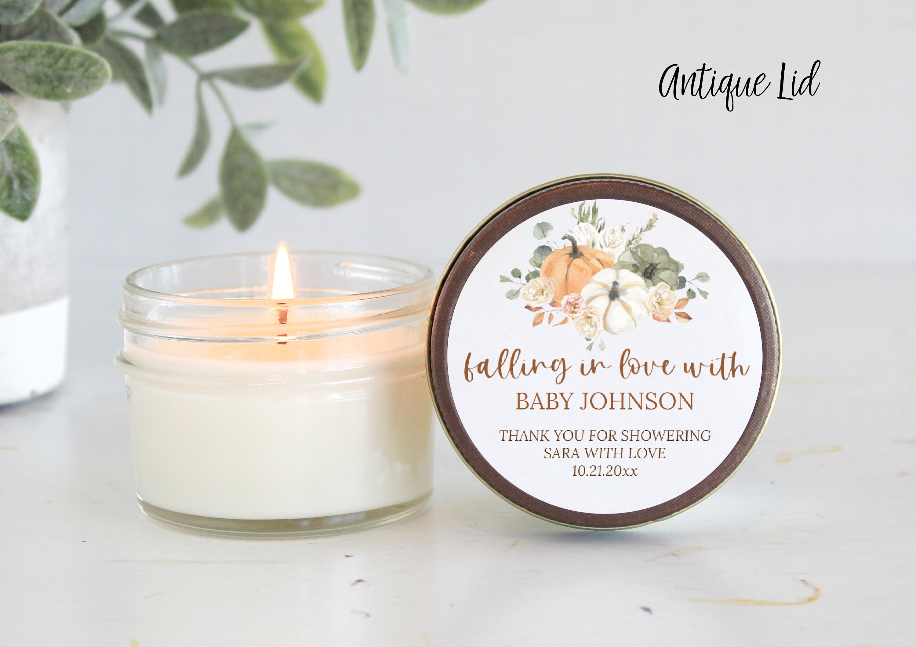 Pumpkin Baby Shower Candle Favors / Falling in love / Fall Baby Shower / Custom Candle / Girl Baby Shower / Boy Baby Shower / For Guests