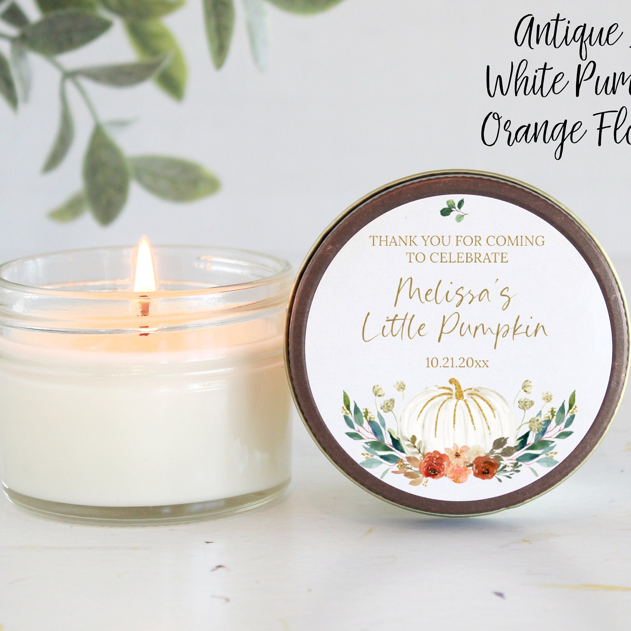 Little Pumpkin Favor / Fall Baby Shower Favor / Personalized 4 oz Soy Candle Favor / Girl Baby Shower / Boy Baby Shower / Baby Shower Favor