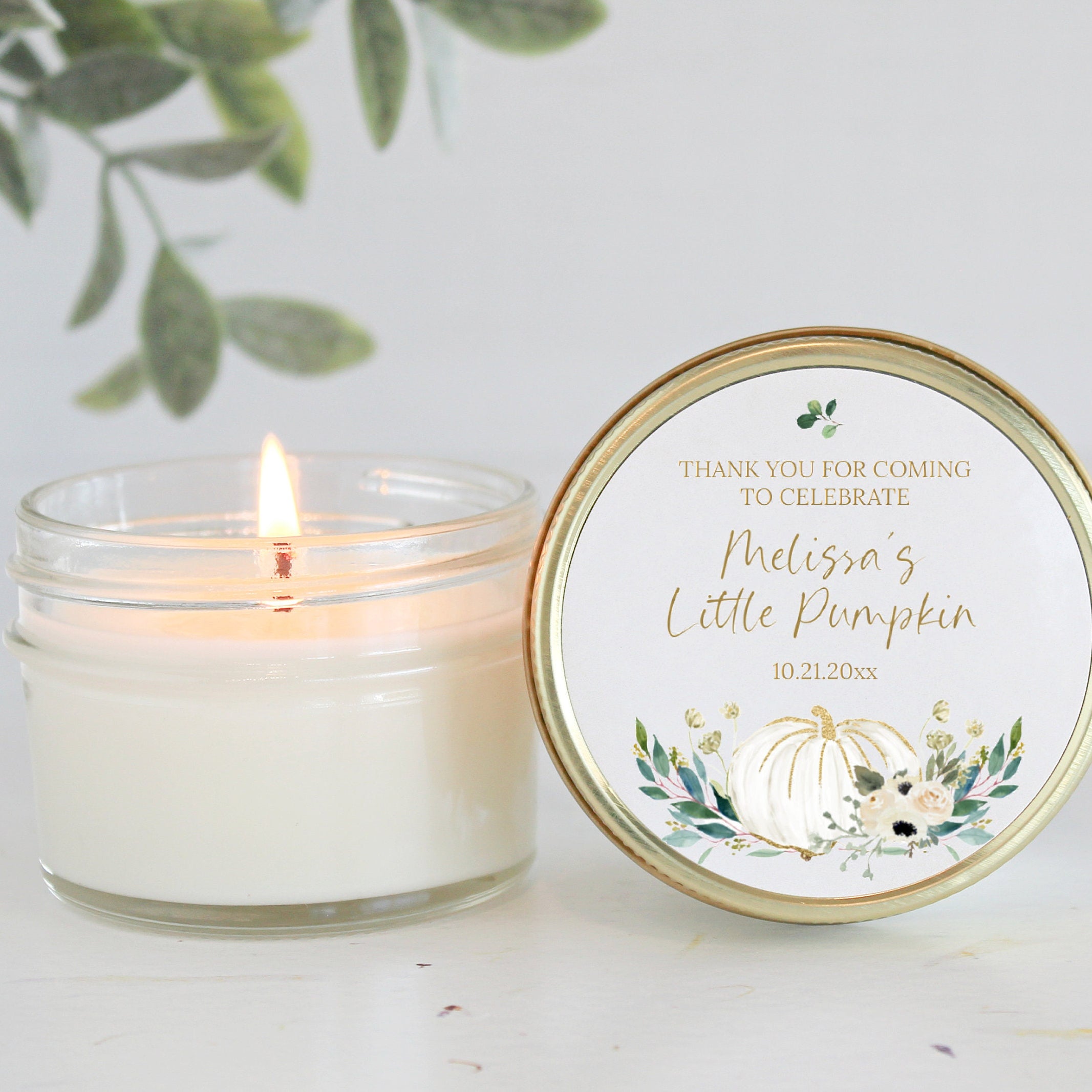 Little Pumpkin Favor / Fall Baby Shower Favor / Personalized 4 oz Soy Candle Favor / Girl Baby Shower / Boy Baby Shower / Baby Shower Favor