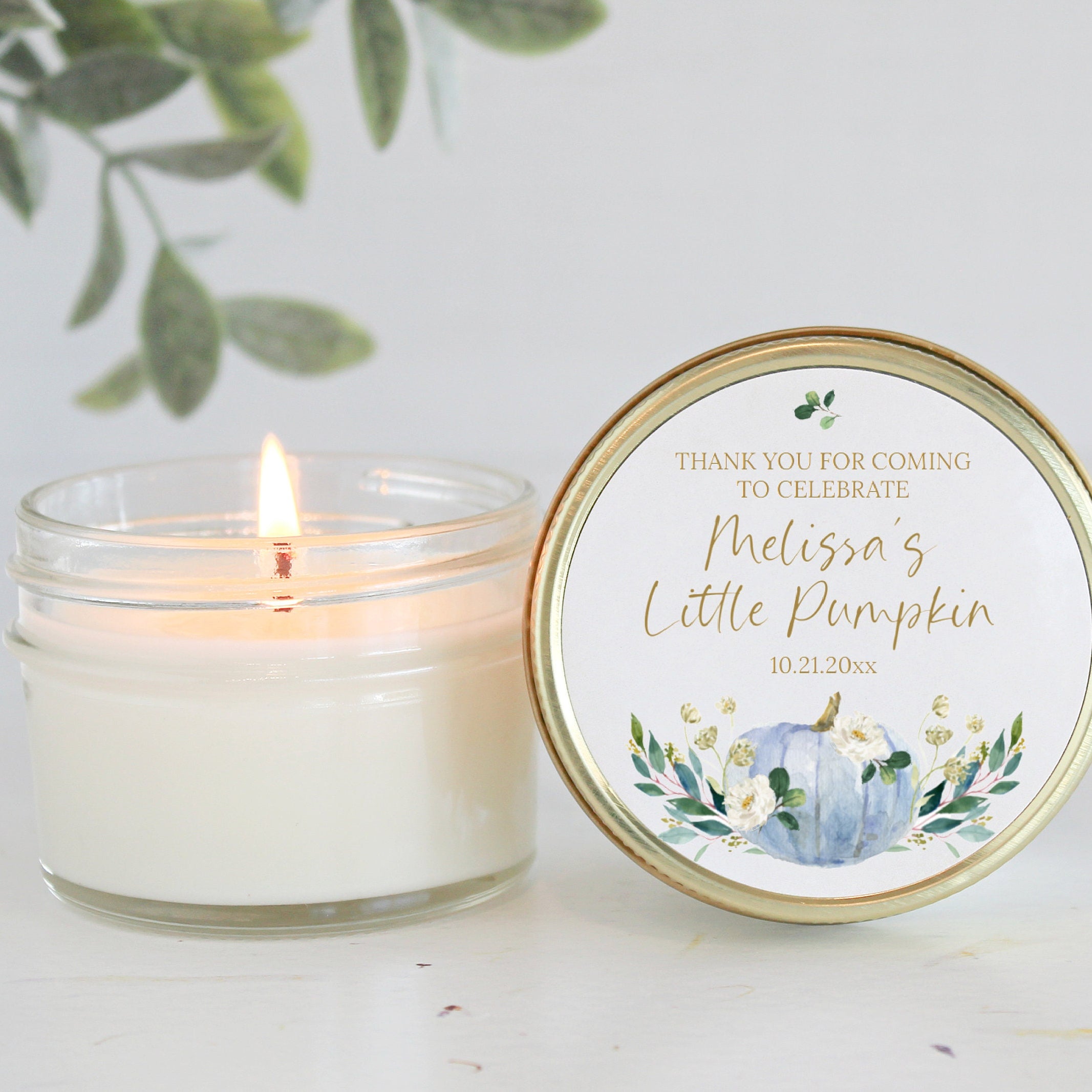 Little Pumpkin Favor / Fall Baby Shower Favor / Personalized 4 oz Soy Candle Favor / Girl Baby Shower / Boy Baby Shower / Baby Shower Favor