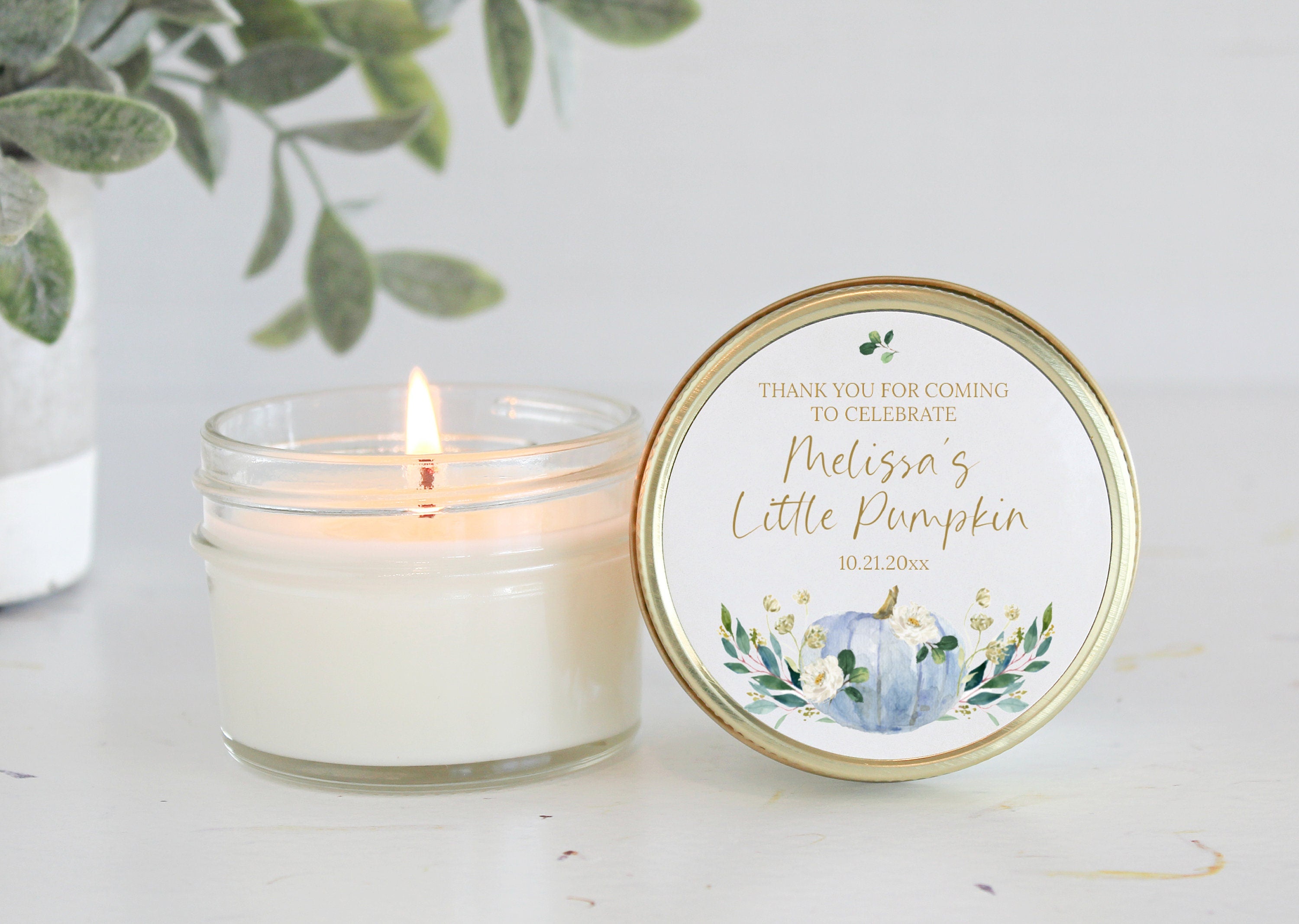 Little Pumpkin Favor / Fall Baby Shower Favor / Personalized 4 oz Soy Candle Favor / Girl Baby Shower / Boy Baby Shower / Baby Shower Favor