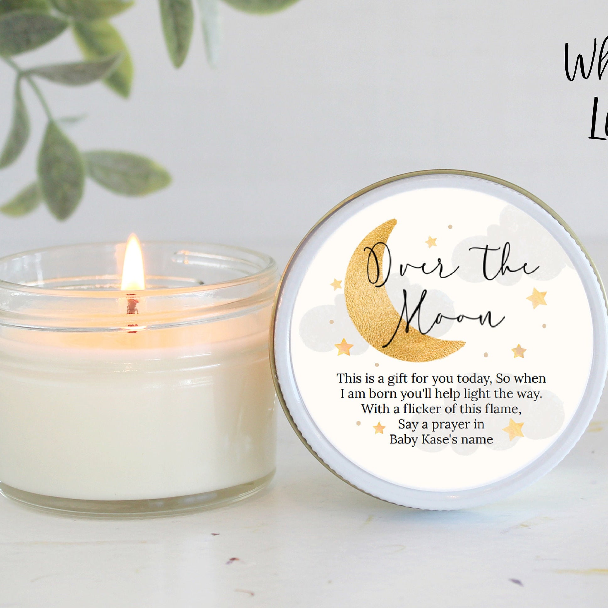 Over the Moon Baby Shower Favors / 4 oz Soy Candle Favor / Love you to the moon and back / Boy Baby Shower / Girl Baby Shower