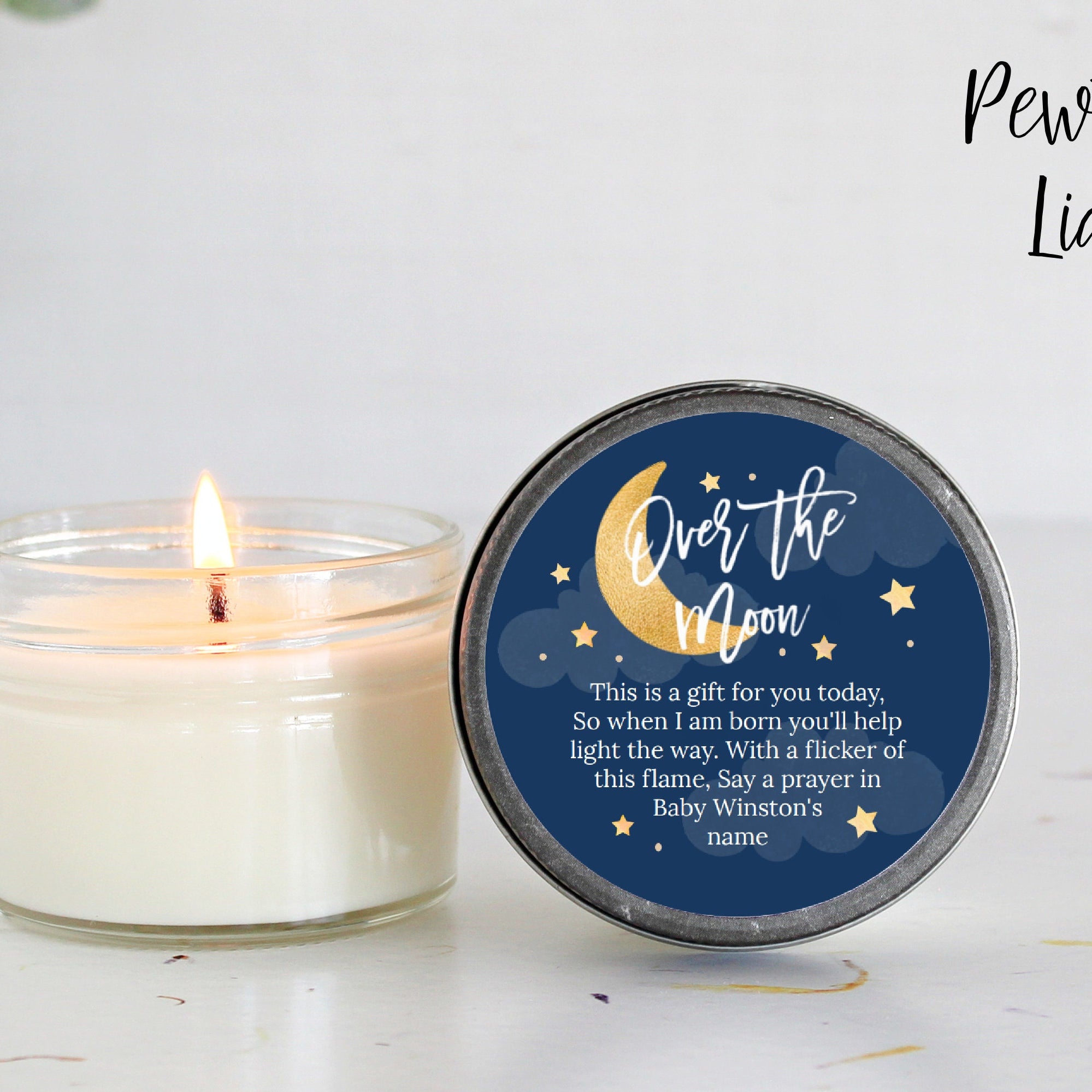 Over the Moon Baby Shower Favors / 4 oz Soy Candle Favor / Love you to the moon and back / Boy Baby Shower / Girl Baby Shower