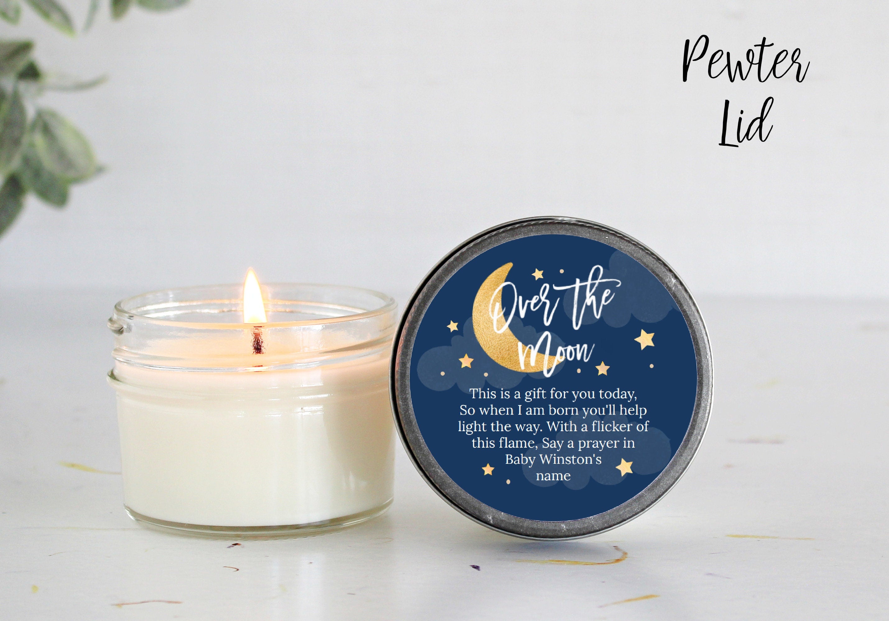 Over the Moon Baby Shower Favors / 4 oz Soy Candle Favor / Love you to the moon and back / Boy Baby Shower / Girl Baby Shower