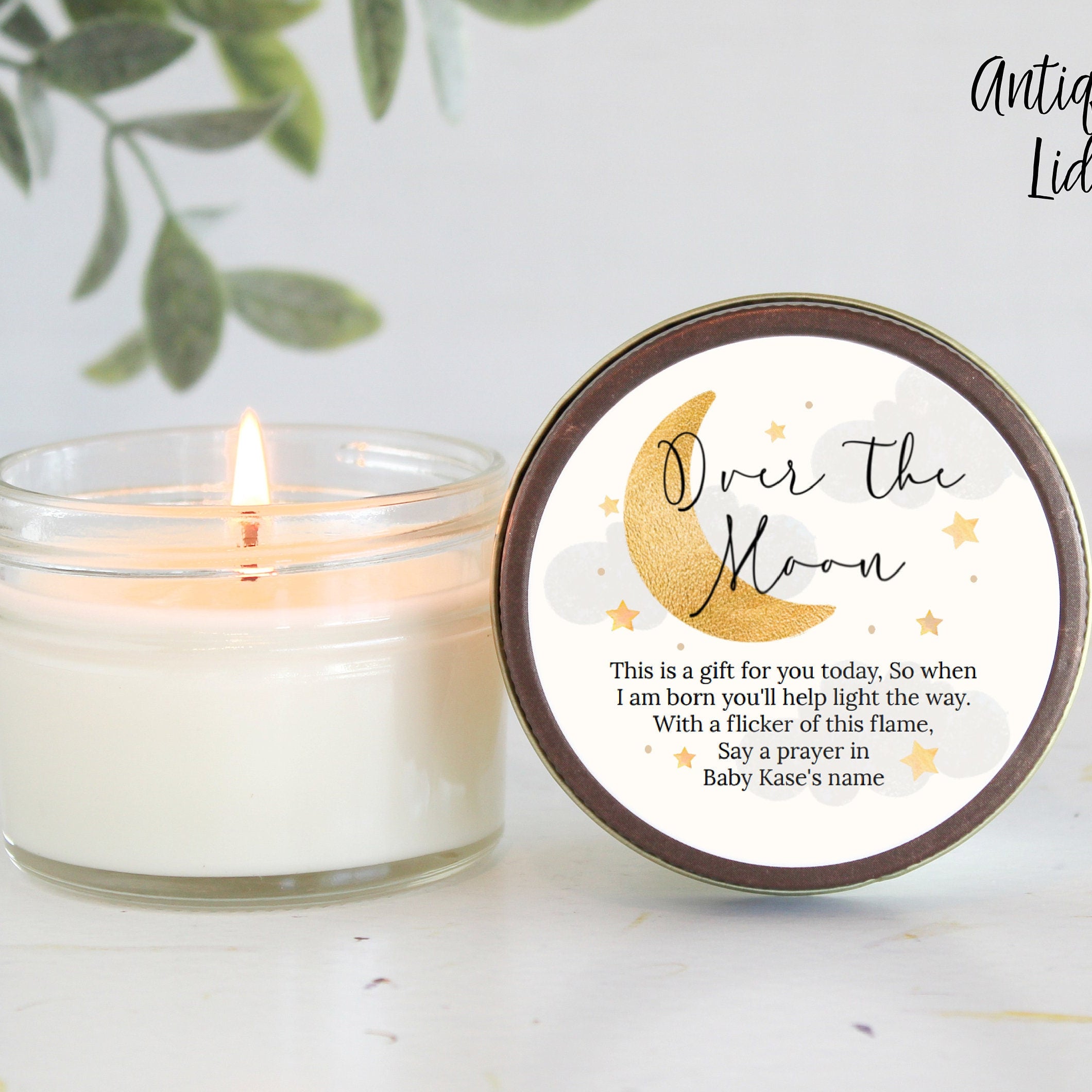 Over the Moon Baby Shower Favors / 4 oz Soy Candle Favor / Love you to the moon and back / Boy Baby Shower / Girl Baby Shower