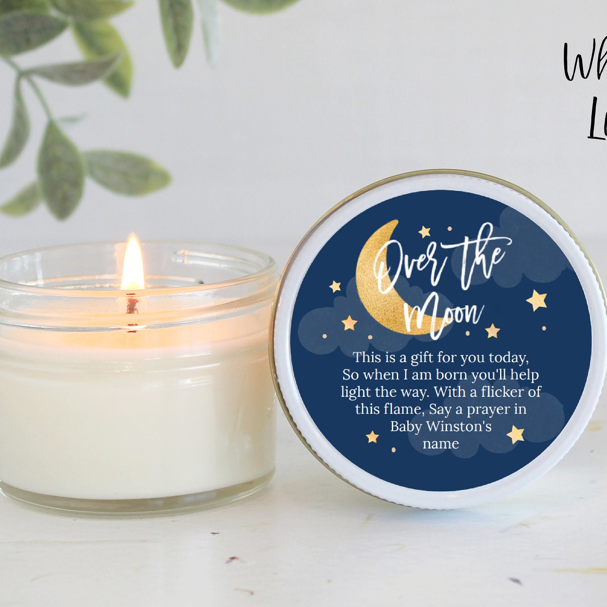 Over the Moon Baby Shower Favors / 4 oz Soy Candle Favor / Love you to the moon and back / Boy Baby Shower / Girl Baby Shower