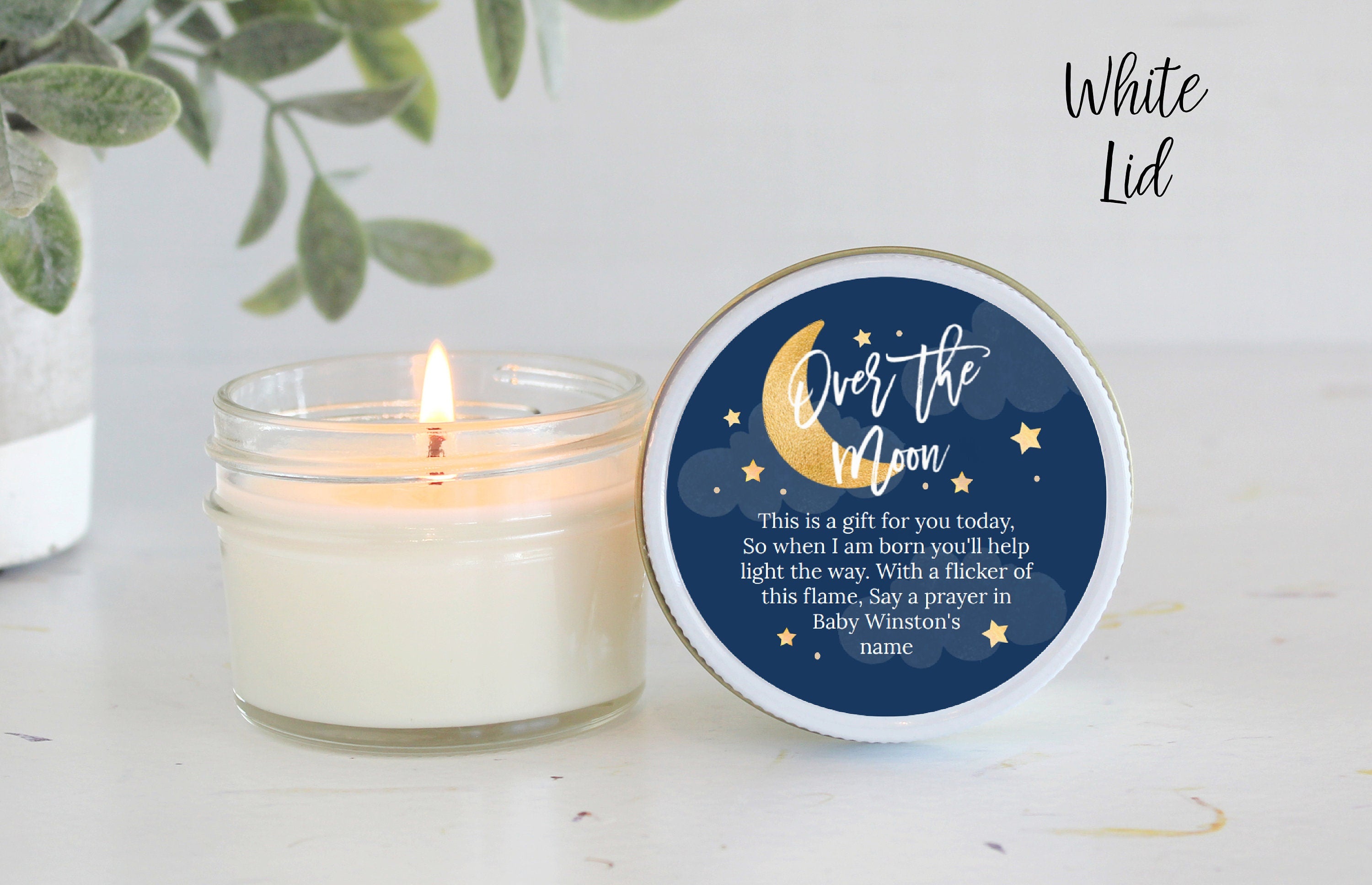 Over the Moon Baby Shower Favors / 4 oz Soy Candle Favor / Love you to the moon and back / Boy Baby Shower / Girl Baby Shower