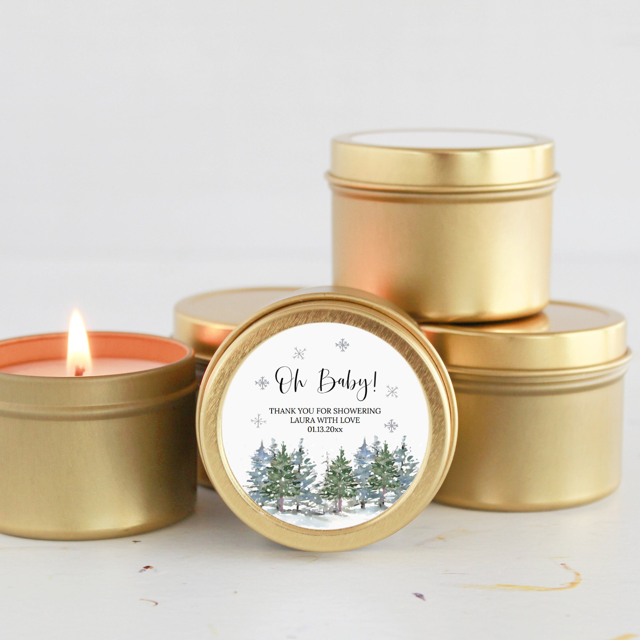 Winter Baby Shower / Candle Favors / For Guests in Bulk / Baby it's Cold Outside / Winter Wonderland / Christmas Baby / Poem Favor