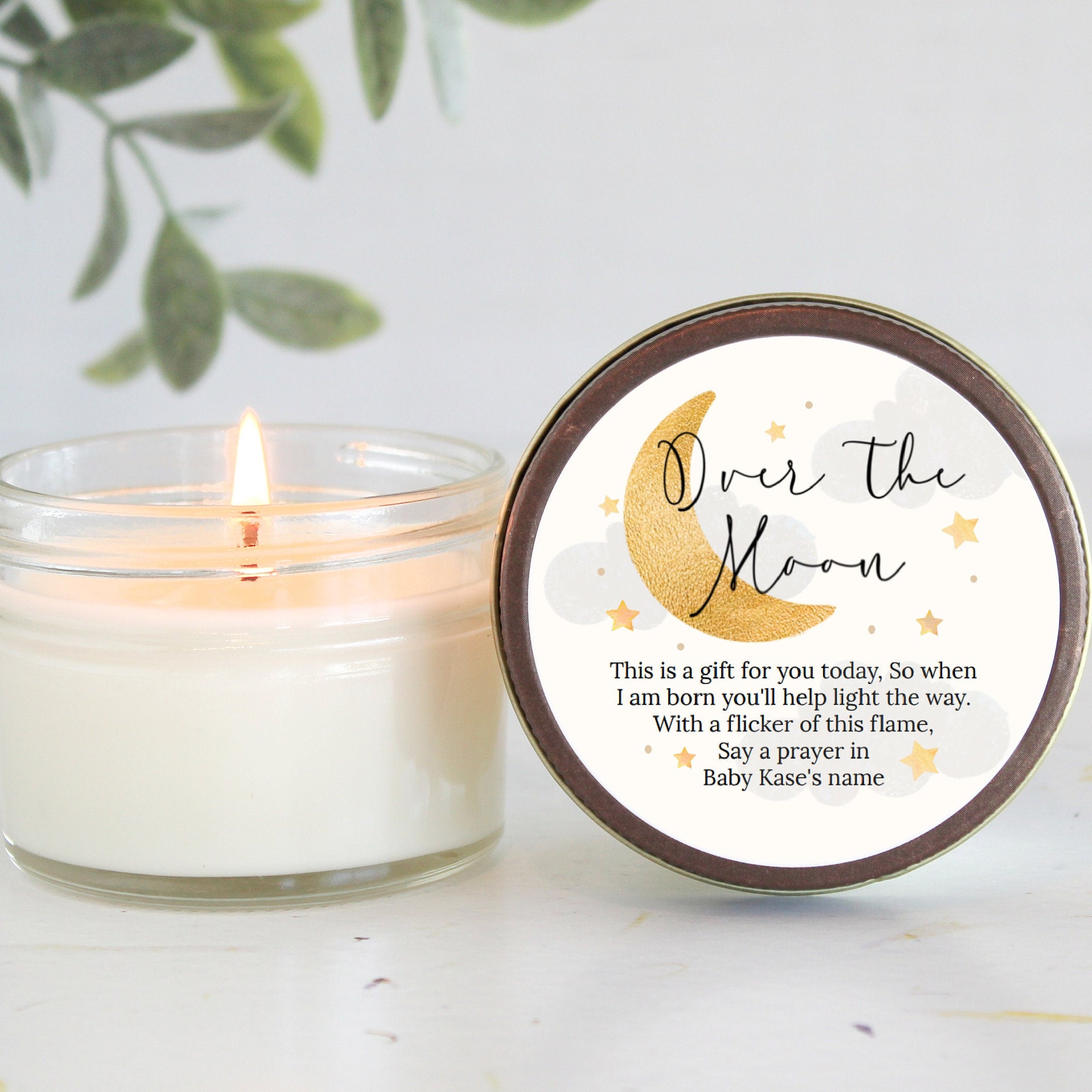 Over the Moon Baby Shower Favors / 4 oz Soy Candle Favor / Love you to the moon and back / Boy Baby Shower / Girl Baby Shower