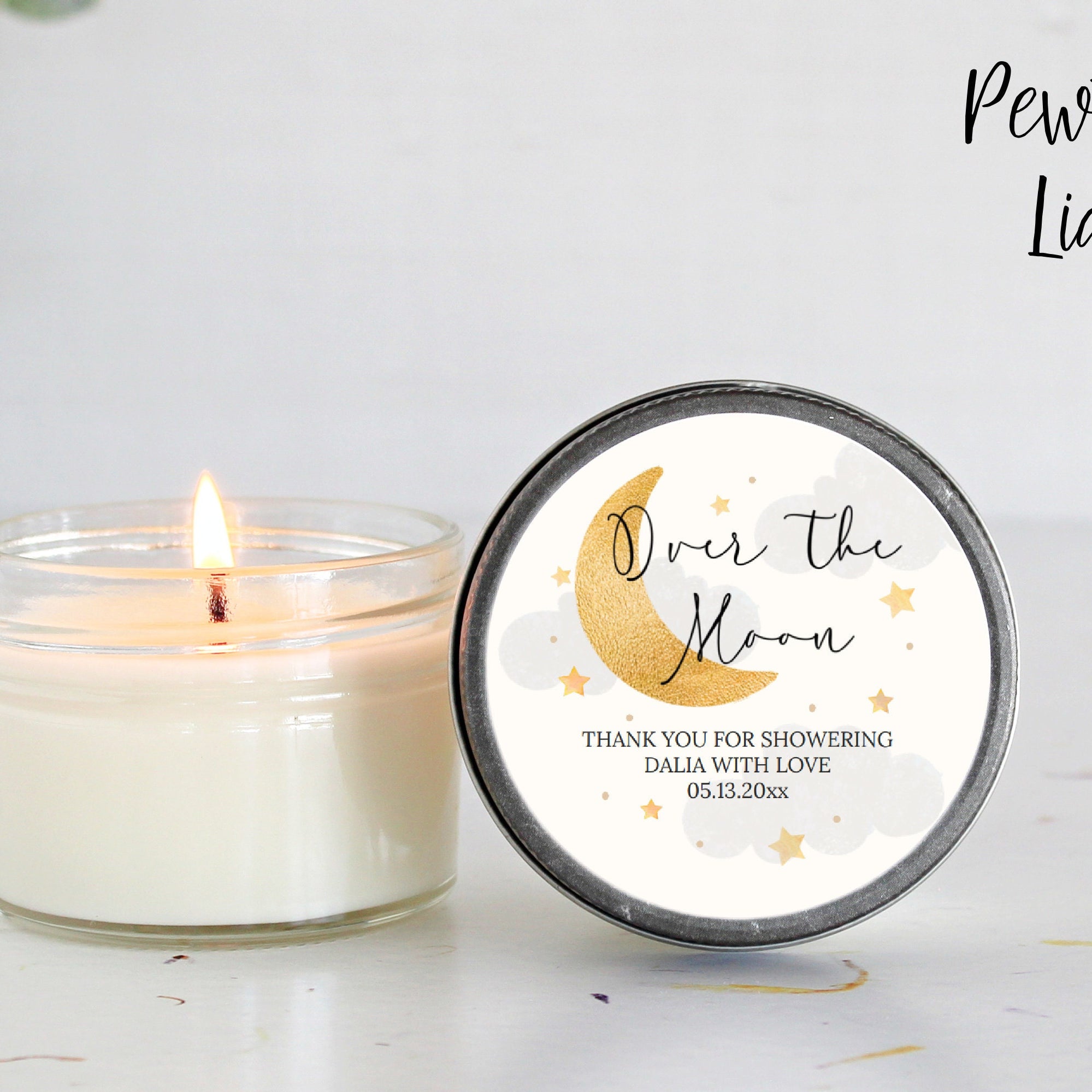 Over the Moon Baby Shower Favors / 4 oz Soy Candle Favor / Love you to the moon and back / Boy Baby Shower / Girl Baby Shower