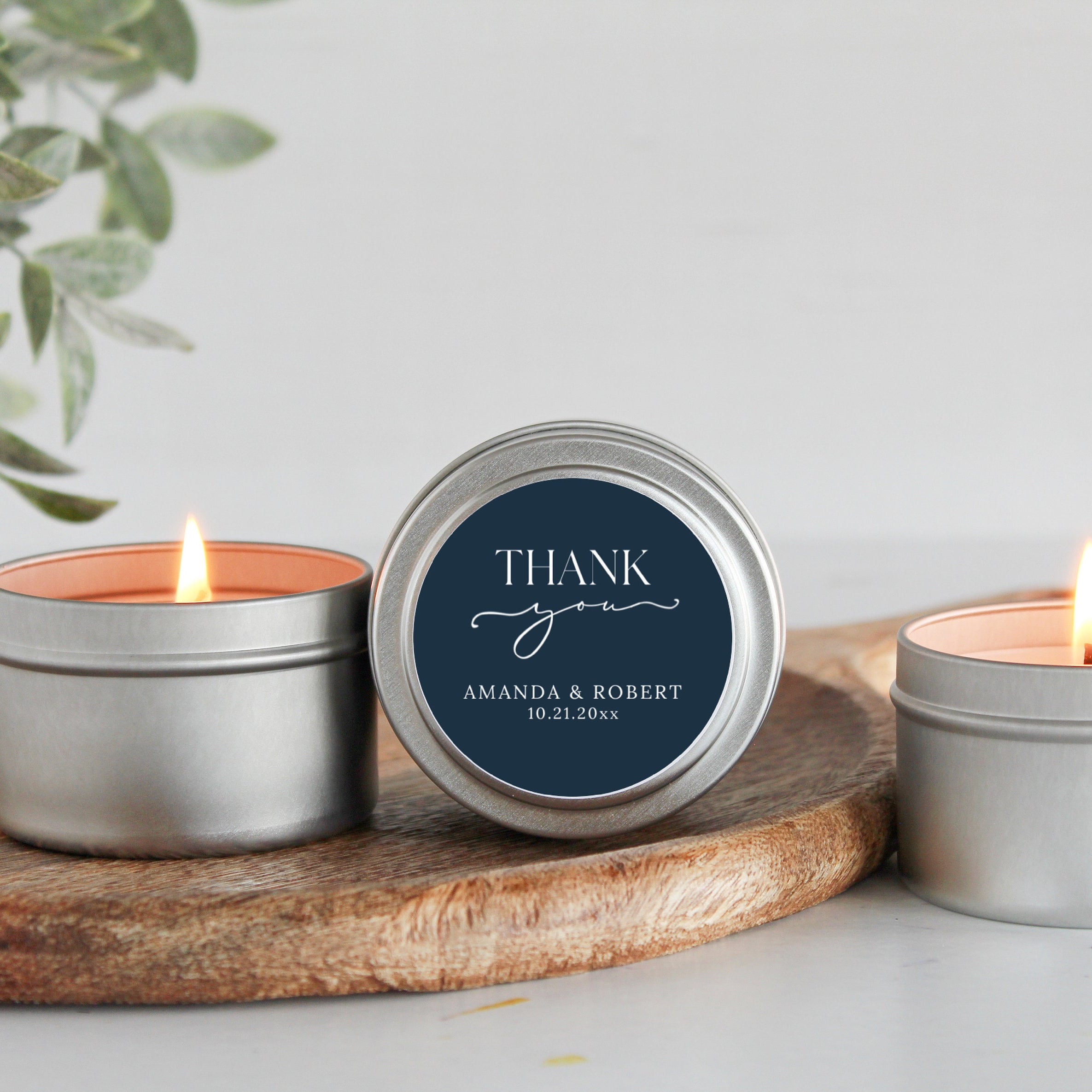 Wedding Favors for Guests Bulk / Thank You Custom Candle Favor / Shower Favors Personalized / Set of 10 / Gold Tins /