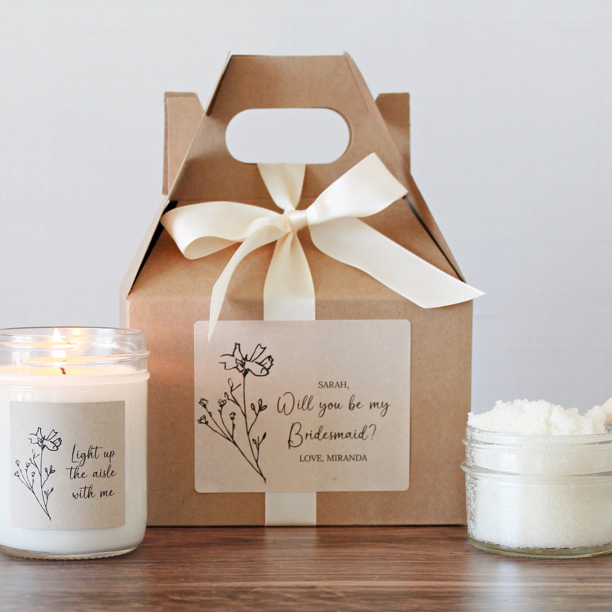 Bridesmaids Proposal Personalized Gift Boxes Will You Be My Bridesmaid Box Set Maid - Matron of Honor Proposal Light up the aisle with me