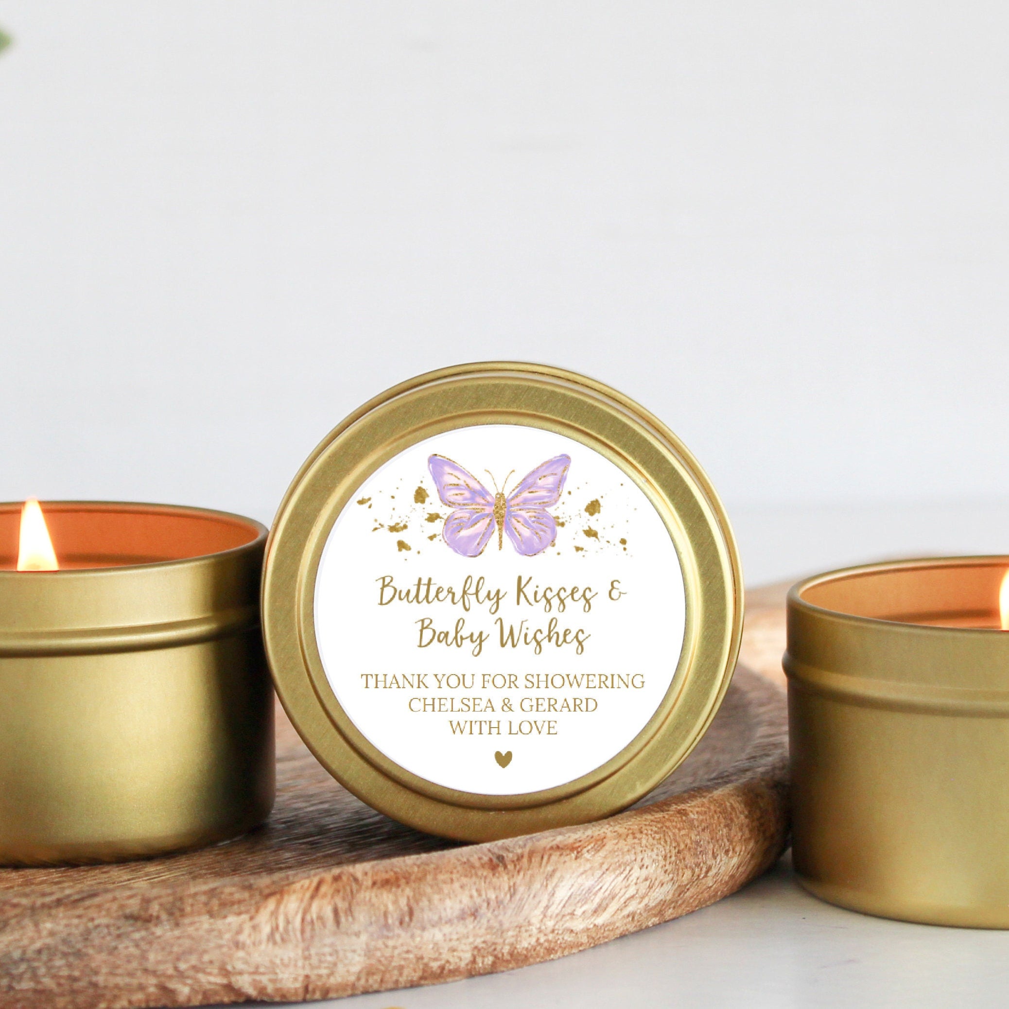 Butterfly Baby Shower Favors / For Guests Bulk / Candle Favors / Butterfly Kisses & Baby Wishes / Set of 10 / Girl Baby Shower Personalized